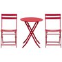 OUTSUNNY Salon de jardin bistro pliable - table ronde Ø 60 cm avec 2 chaises pliantes - métal thermolaqué rouge