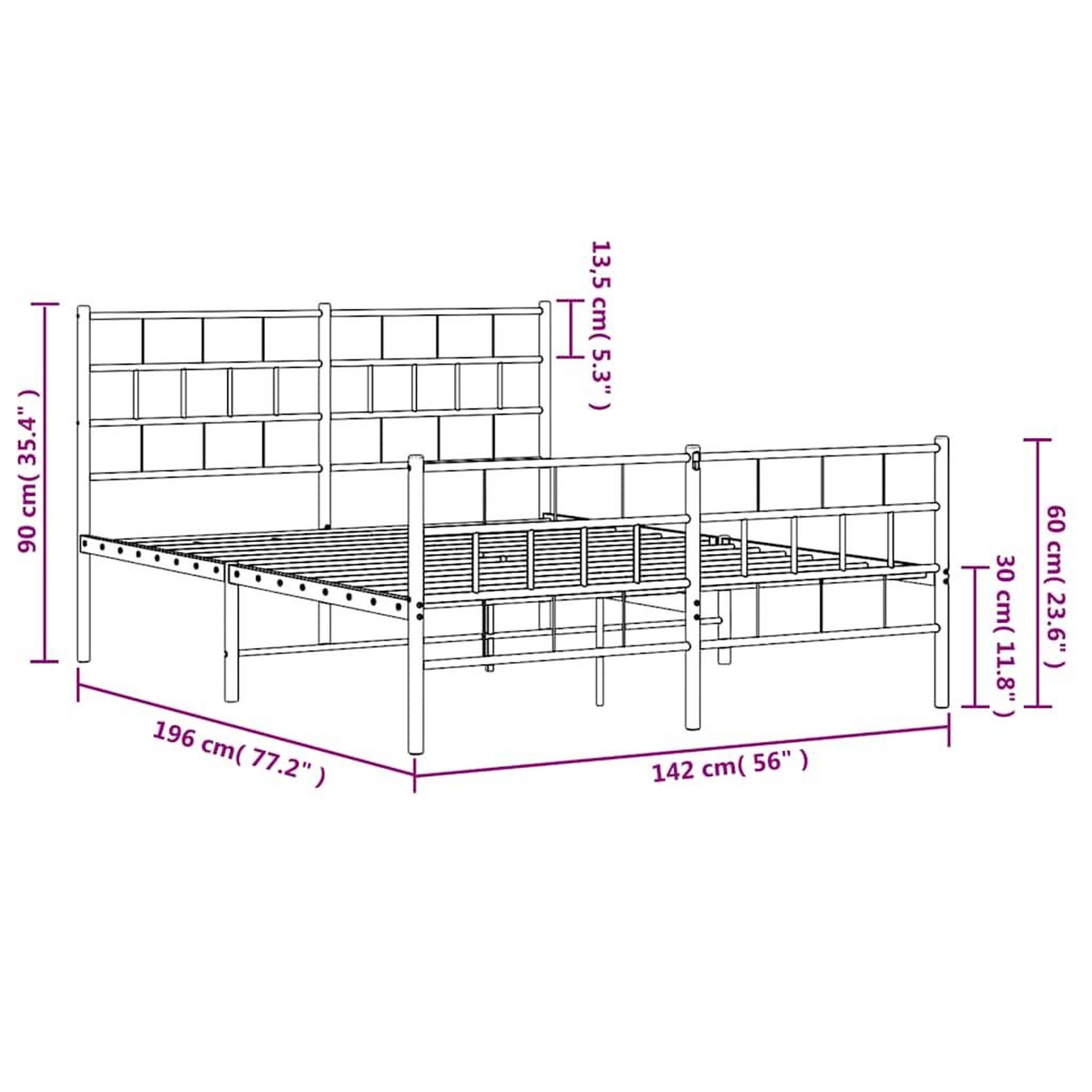 Voir la diapositive 6 : VIDAXL Cadre de lit metal sans matelas avec pied de lit noir 135x190cm