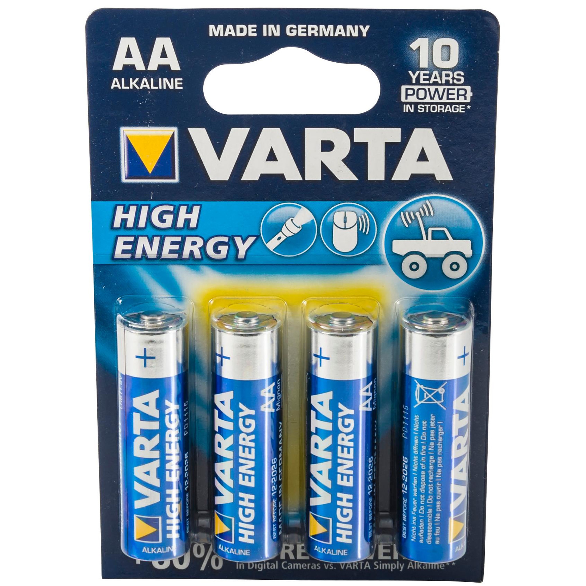 Voir la diapositive 2 : Varta Lot de 4 piles type lr6 1.5 volts - 4906121414