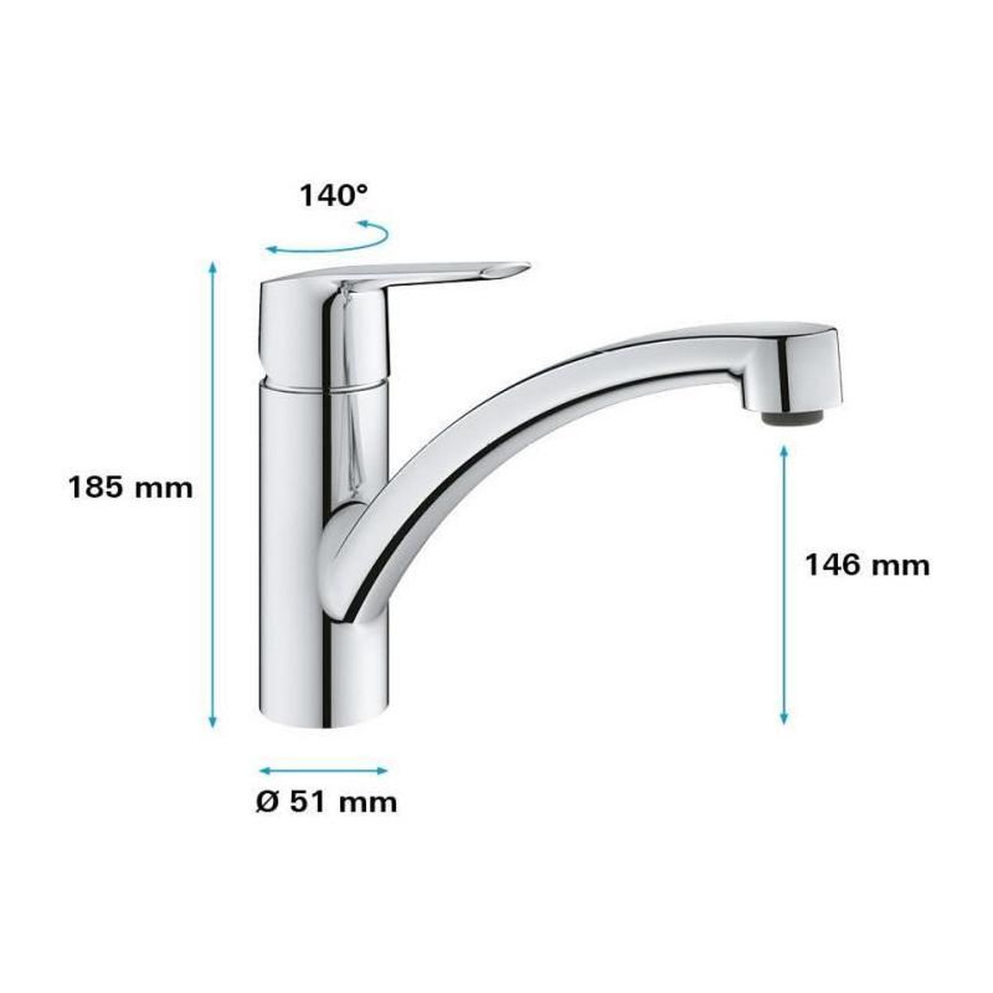 Voir la diapositive 5 : Grohe GROHE Mitigeur monocommande Evier Start Chrome 31138002