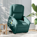 VIDAXL Fauteuil inclinable de massage electrique Vert fonce Tissu