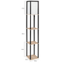 Voir la diapositive 5 : ID MARKET Lampadaire industriel en bois noir avec étagères en bois clair et abat-jour carré blanc