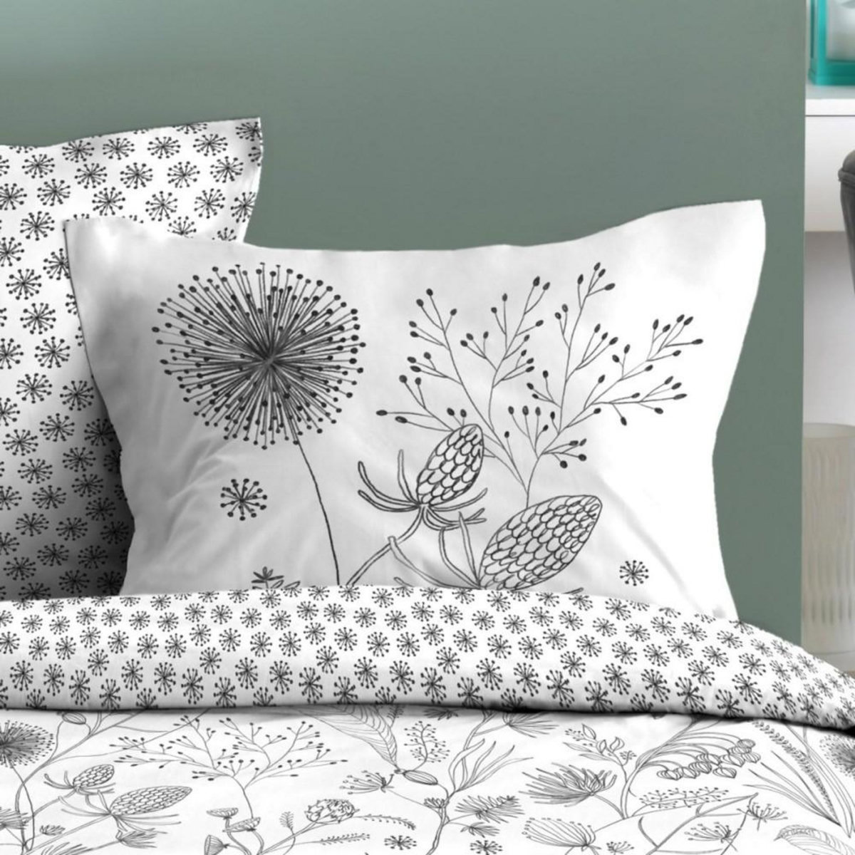 STOF Housse de couette 240x220 ULANI NOIR + 2 taies coton 57 fils