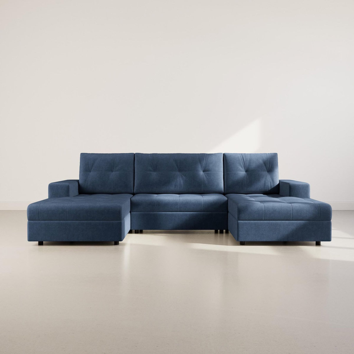 BEST MOBILIER Bastian - canapé panoramique en u 7 places convertible avec coffre en velours texturé