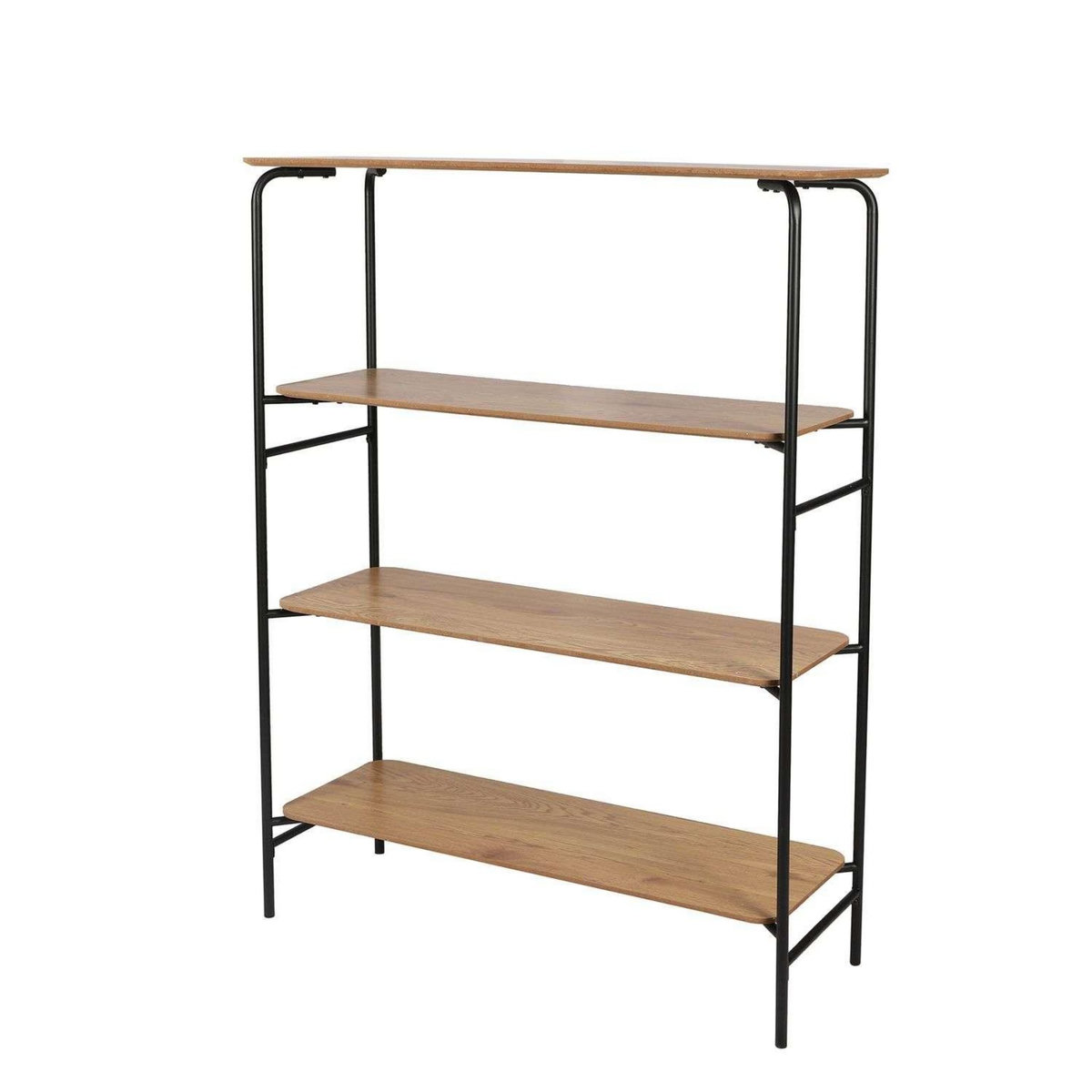 DIVERS Bibliothèque 4 niveaux Marcel avec structure en métal - Marron et noir
