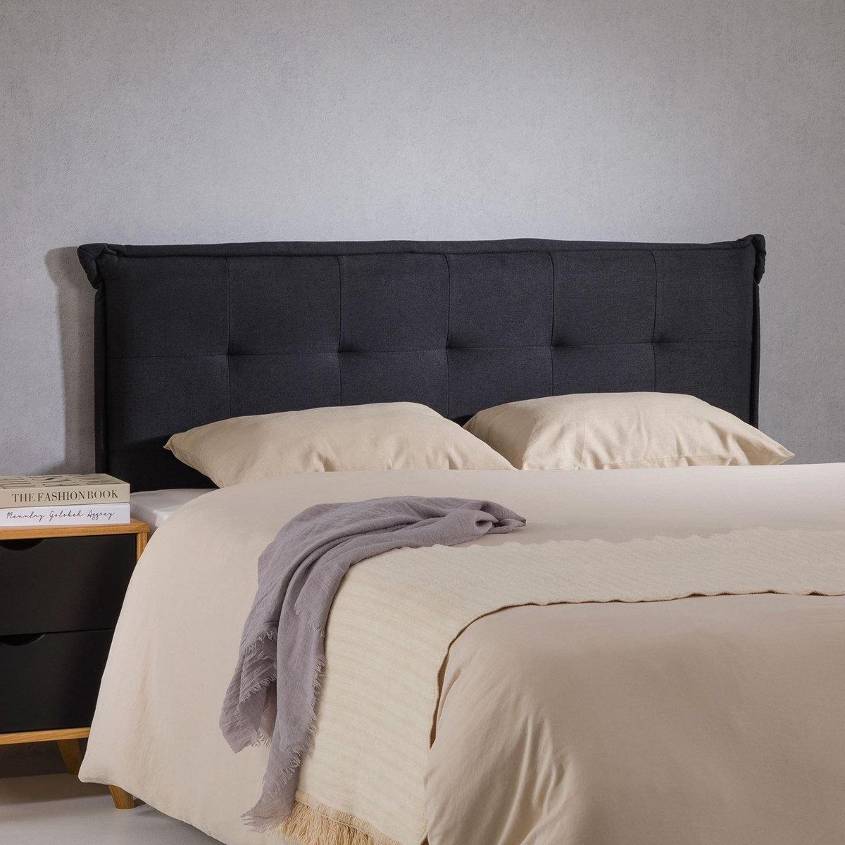 IDIMEX Tête de lit EBEYA 120 capitonnée sur pieds, en tissu