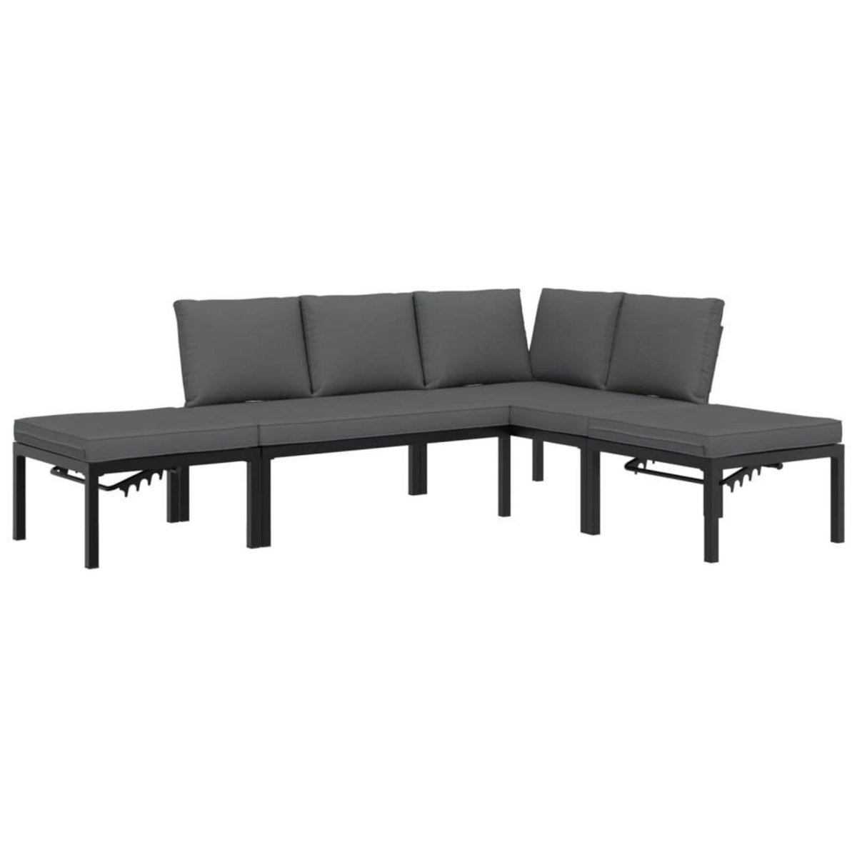 VIDAXL Salon de jardin 4 pcs avec coussins noir aluminium