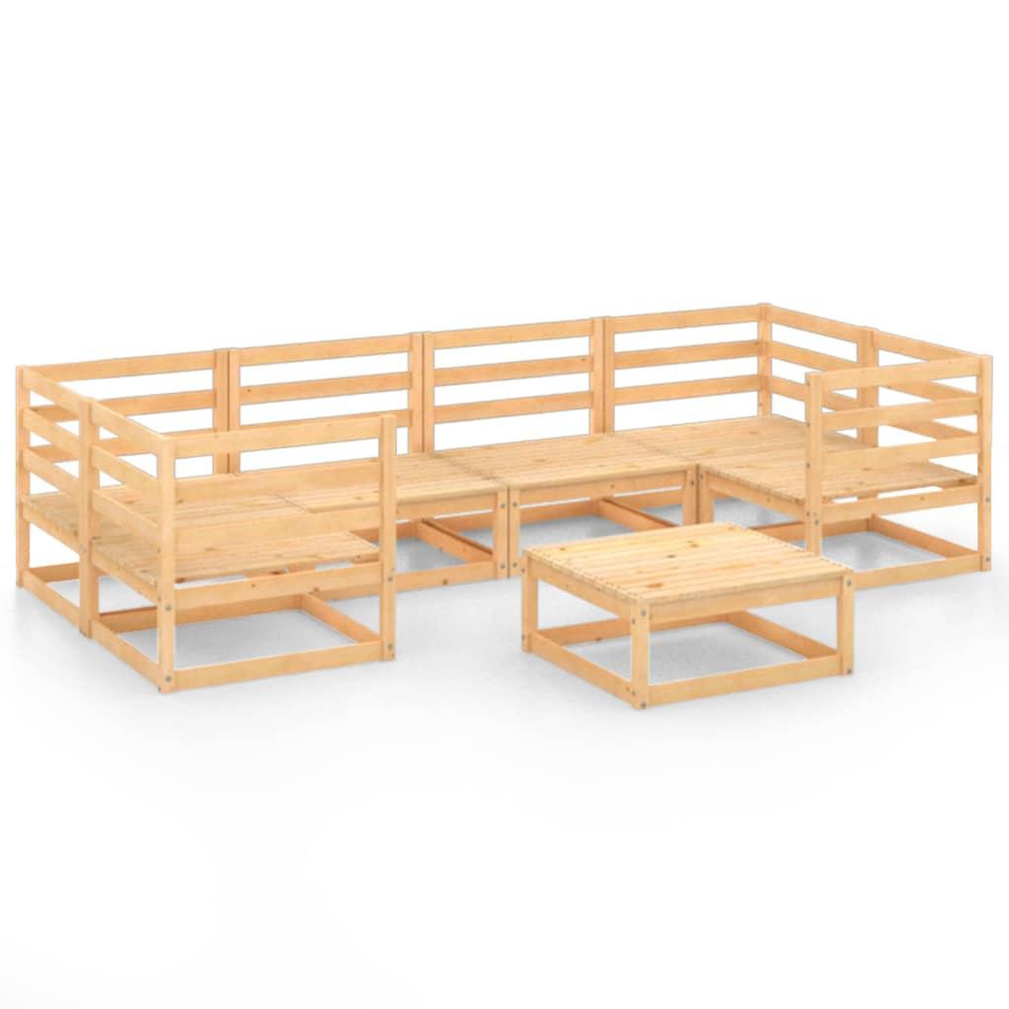 Voir la diapositive 2 : VIDAXL Salon de jardin 7 pcs Bois de pin massif