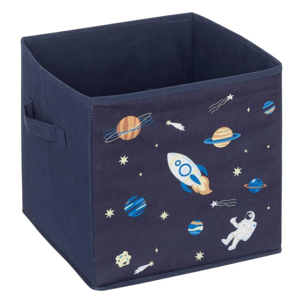 Atmosphera Kids Lot de 2 boites de rangement Espace en tissu - 29x29x29cm - Bleu