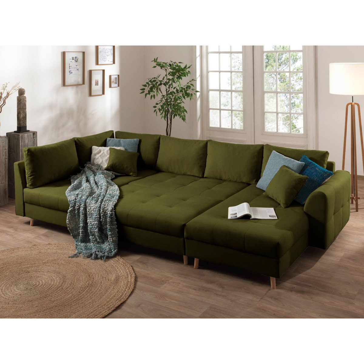 LISA DESIGN Rune - canapé panoramique avec pouf d'appoint - 7 places - style scandinave - gauche