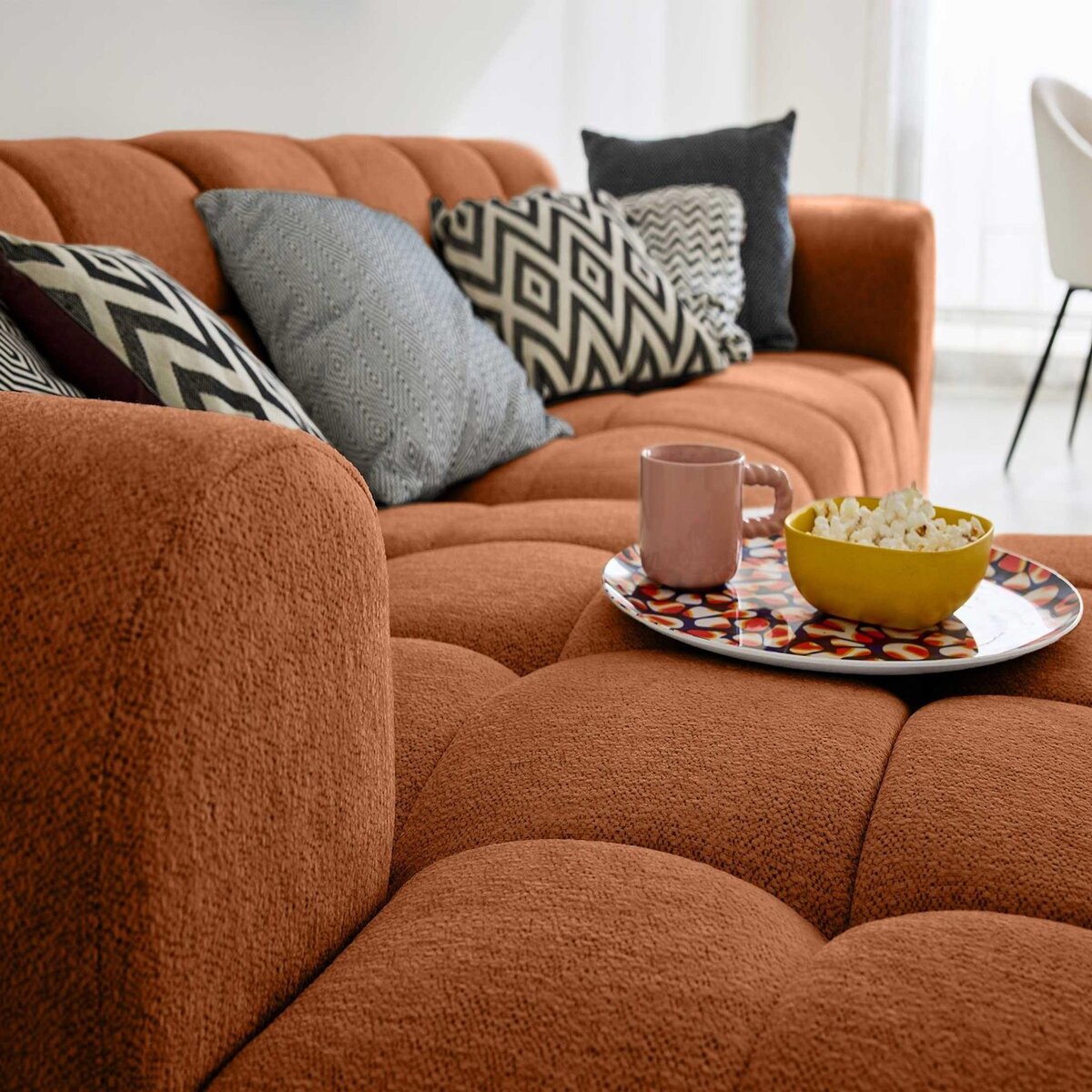 LISA DESIGN Ray - canapé d'angle gauche - 4 places - en tissu texturé