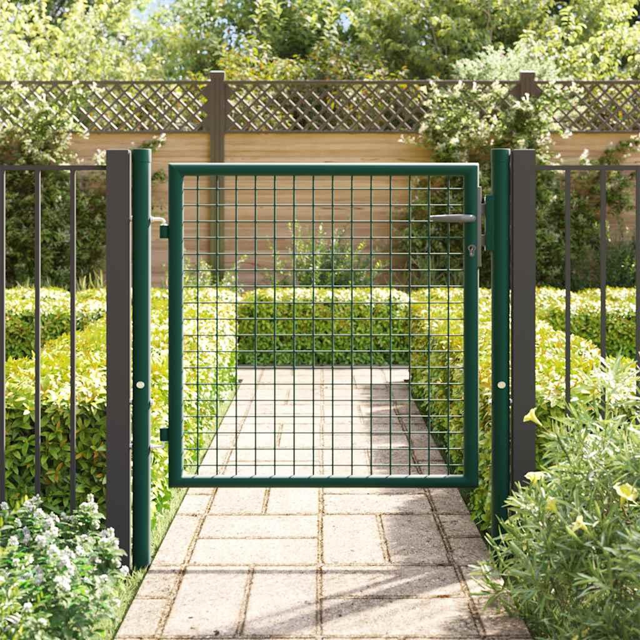 Voir la diapositive 3 : VIDAXL Portail de cloture en acier 100x75 cm vert