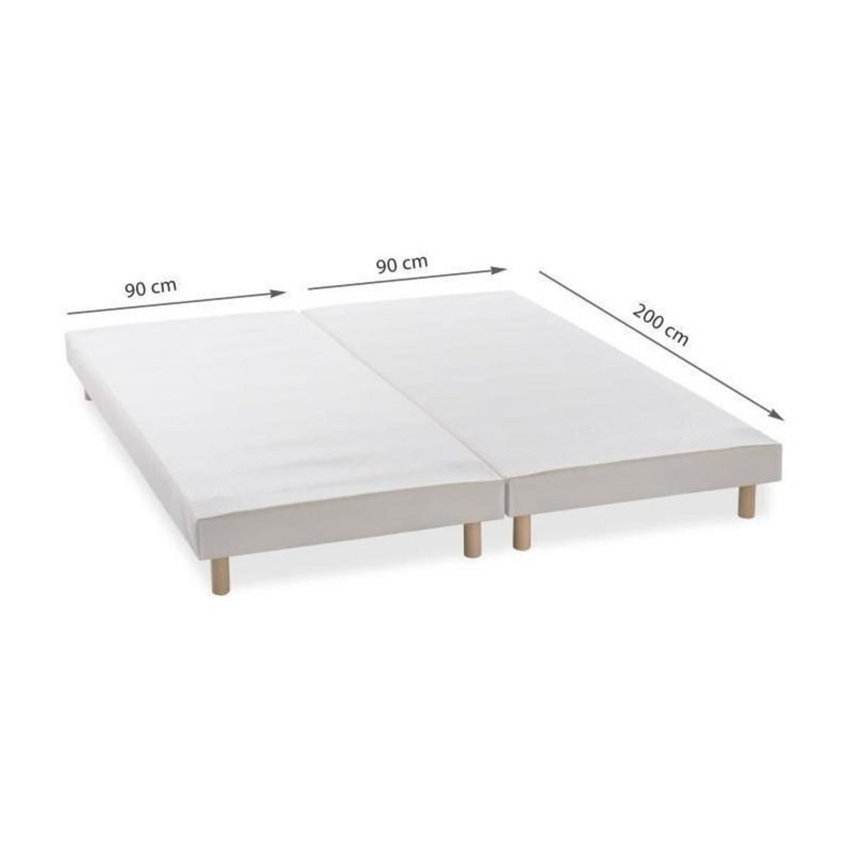 FINLANDEK Sommiers tapissiers a lattes x 2 - 180 x 200 - Bois massif blanc + pieds - FINLANDEK Rakenne