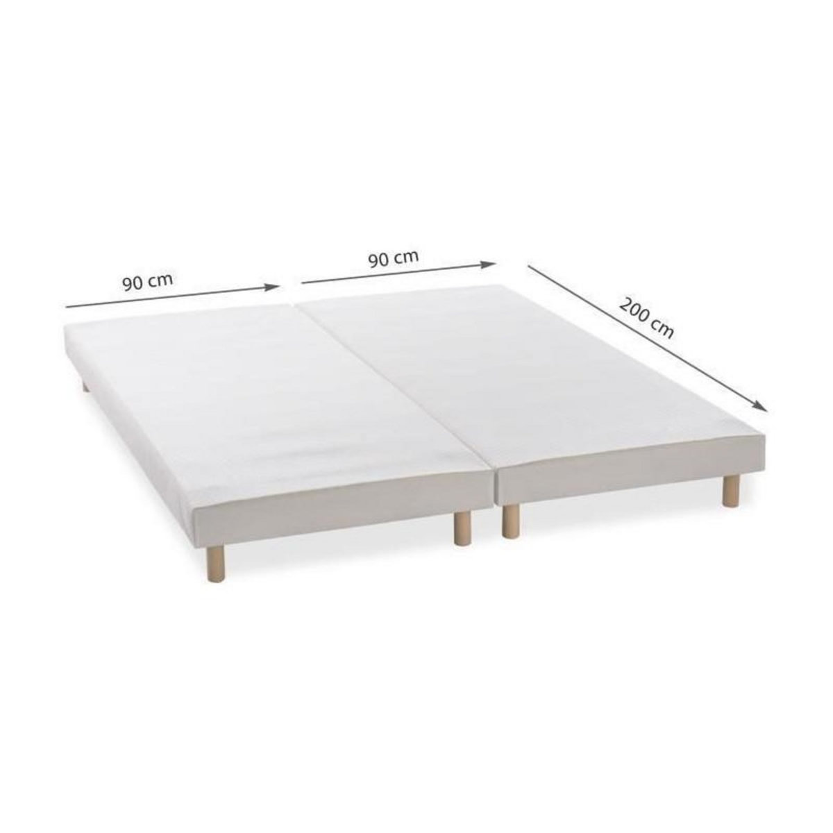 FINLANDEK Sommiers tapissiers a lattes x 2 - 180 x 200 - Bois massif blanc + pieds - FINLANDEK Rakenne