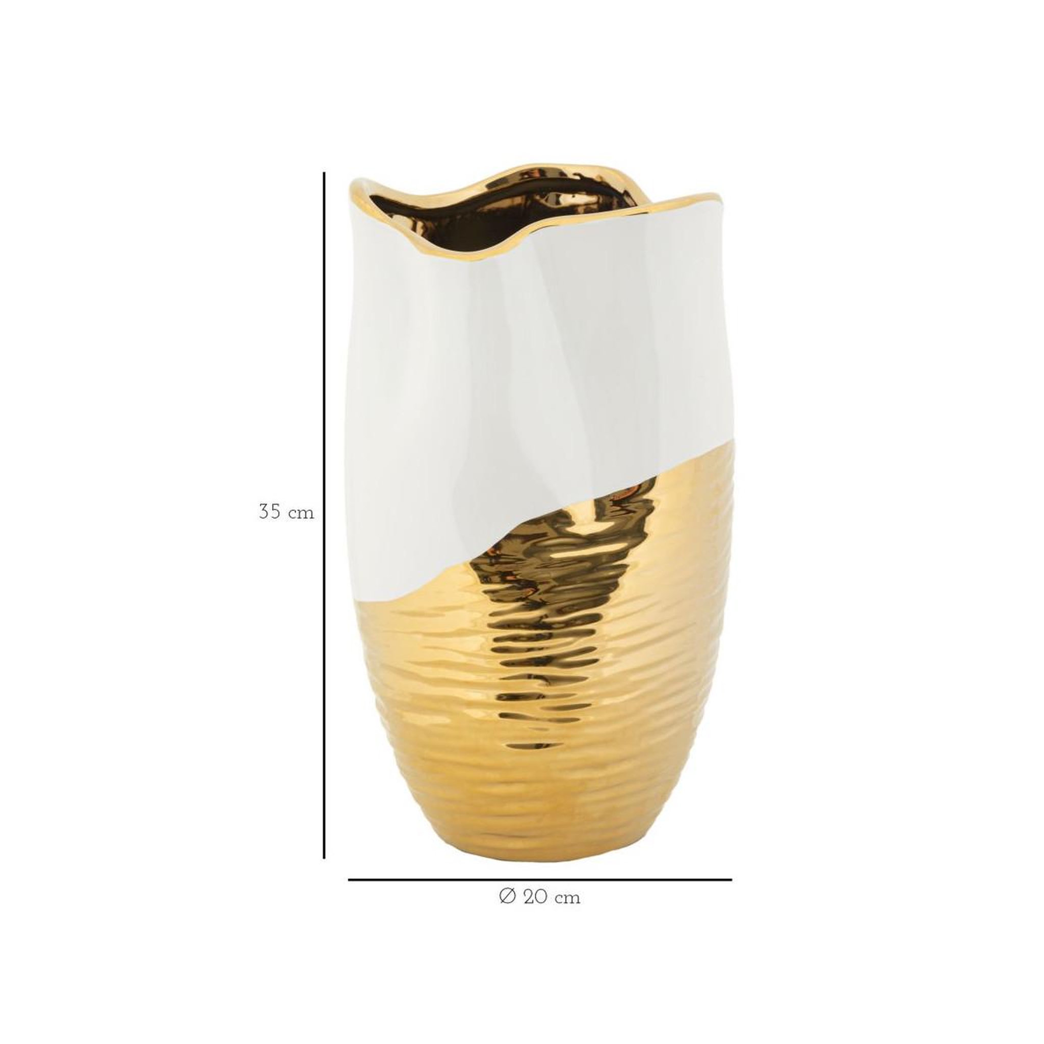 Voir la diapositive 6 : Paris Prix Vase design en céramique  lux  35cm blanc & or