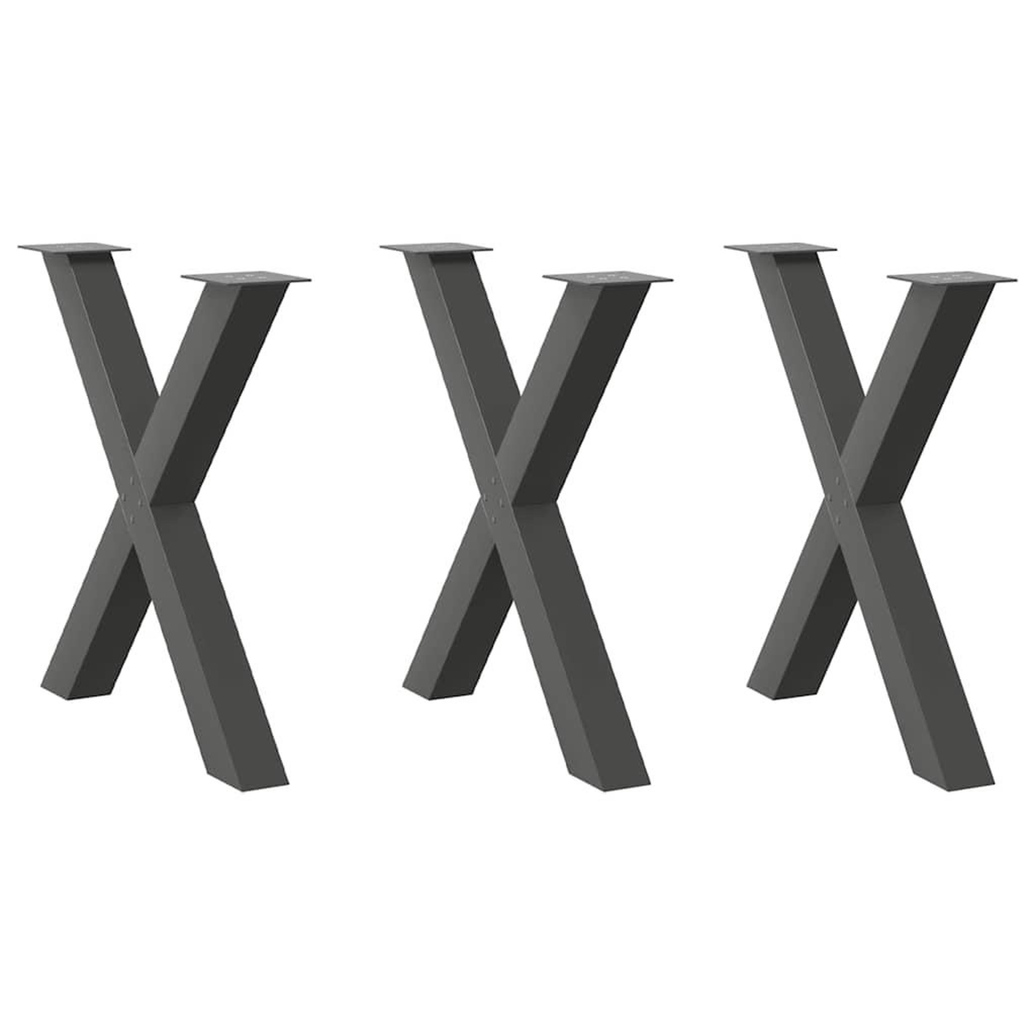 VIDAXL Pieds de table a manger forme de X 3 pcs 80x(72-73) cm acier