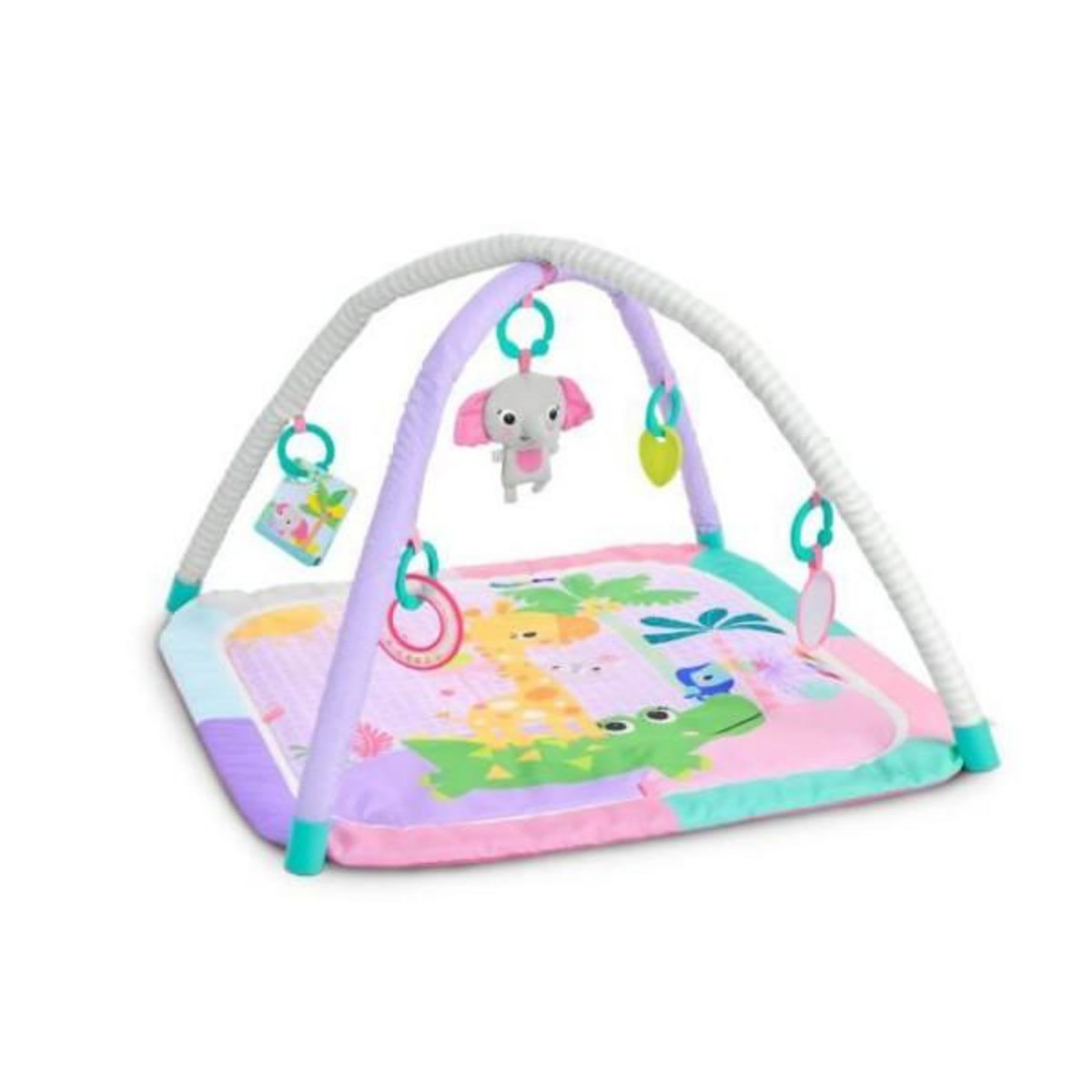Bright Starts BRIGHT STARTS Tapis de sol éveil bébé évolutif pliable- Jungle Rose- arche avec jouets sensoriels et musicaux, miroir