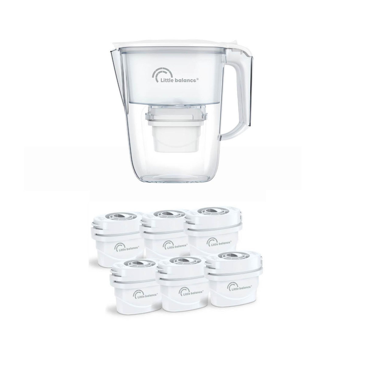 LITTLE BALANCE Carafe filtrante + lot de 6 cartouches filtrantes - 8634
