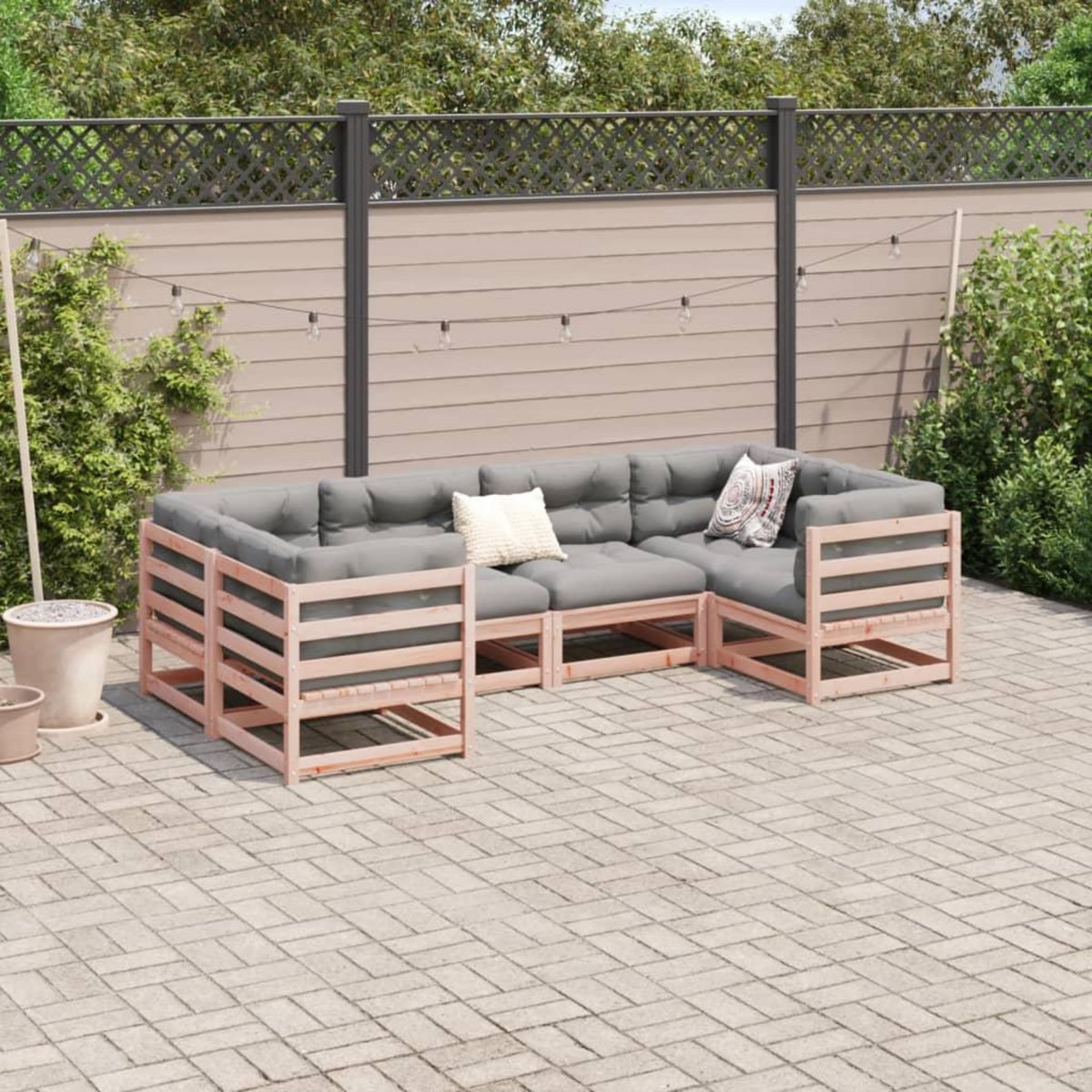 VIDAXL Salon de jardin 6 pcs et coussins bois massif sapin de douglas