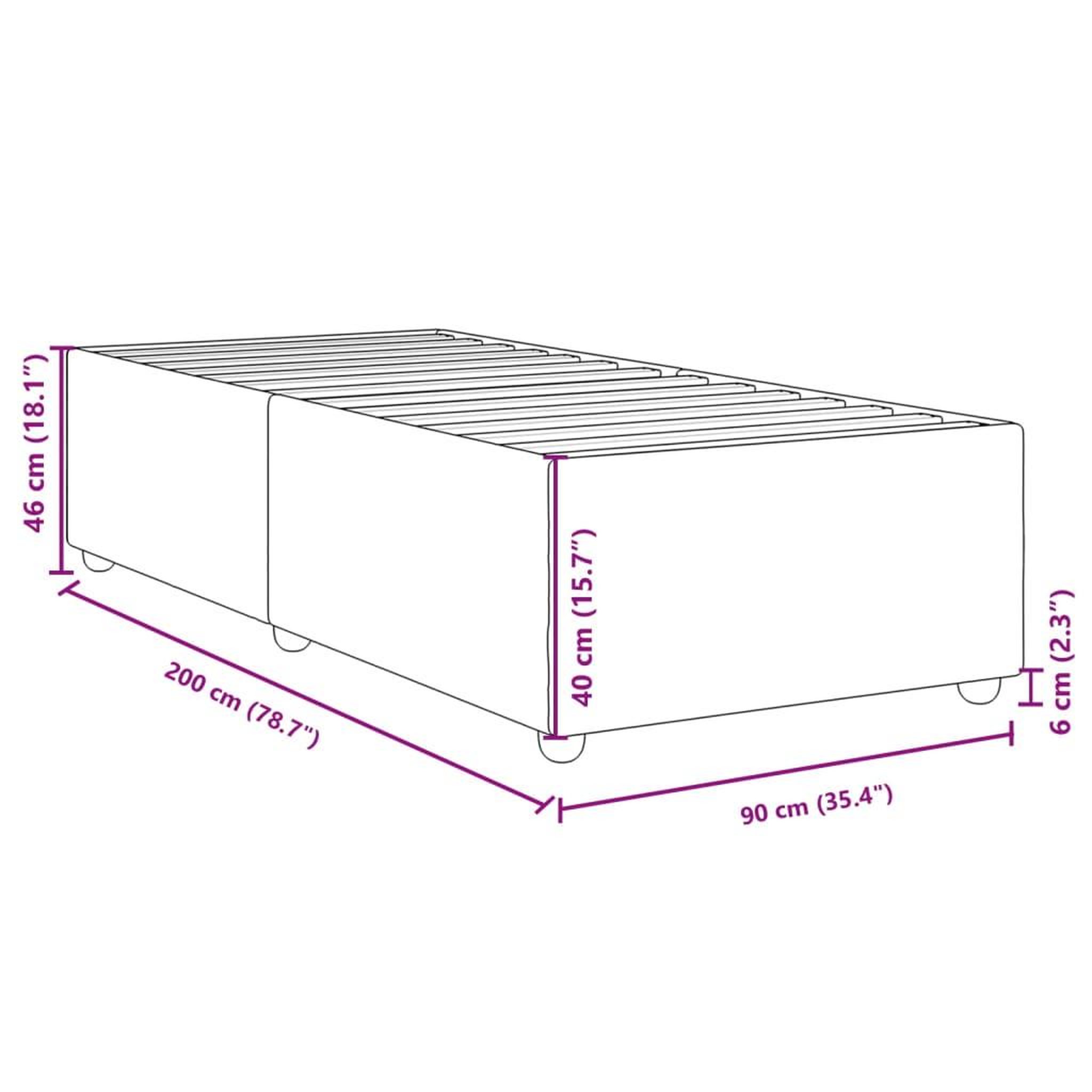 Voir la diapositive 6 : VIDAXL Cadre de lit sans matelas noir 90x200 cm tissu