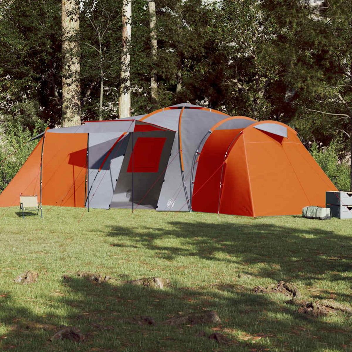 VIDAXL Tente familiale a dome 12 personnes gris et orange impermeable