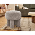 LISA DESIGN Minna - pouf - en tissu bouclette. Coloris disponibles : Gris
