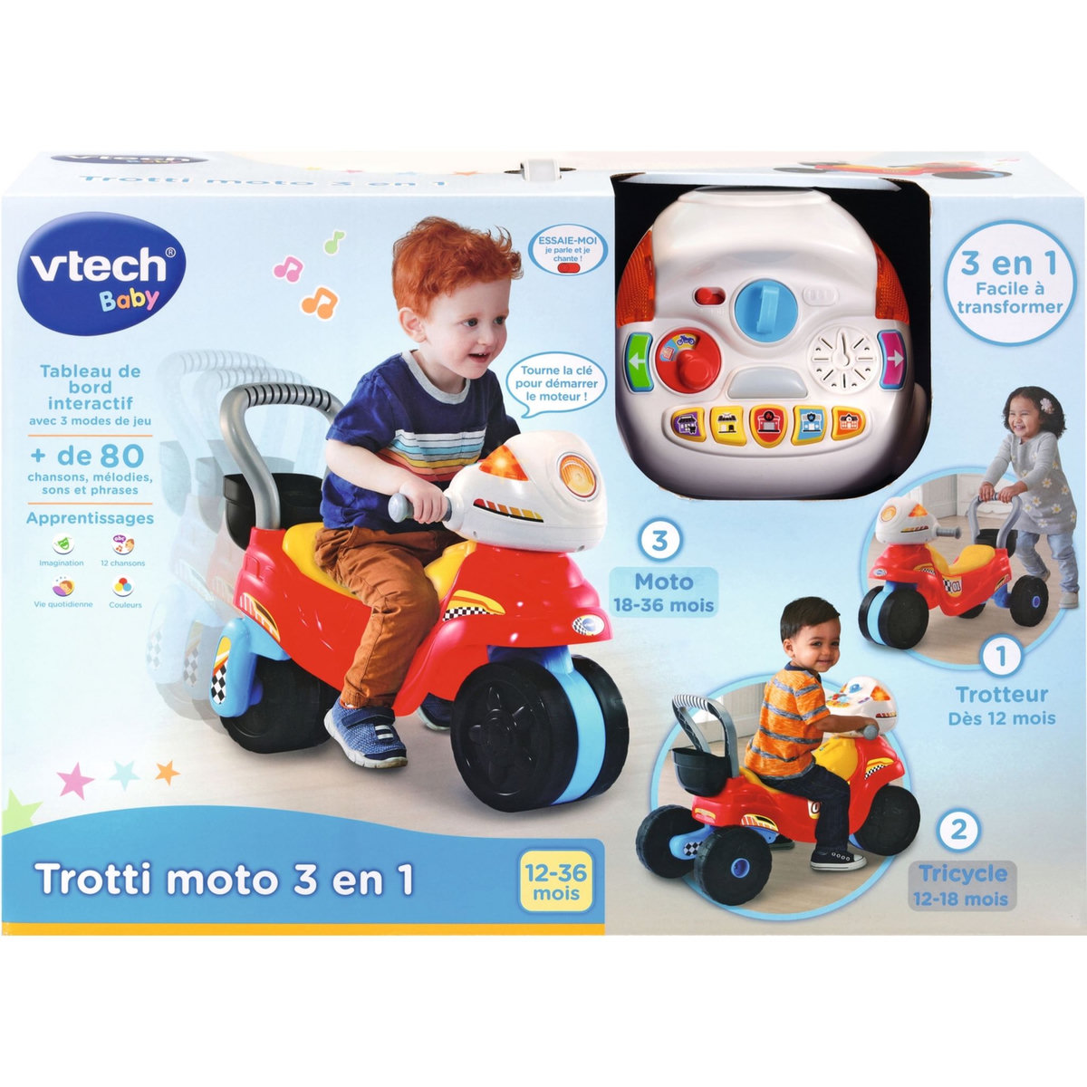 VTECH Trotti moto 3 en 1
