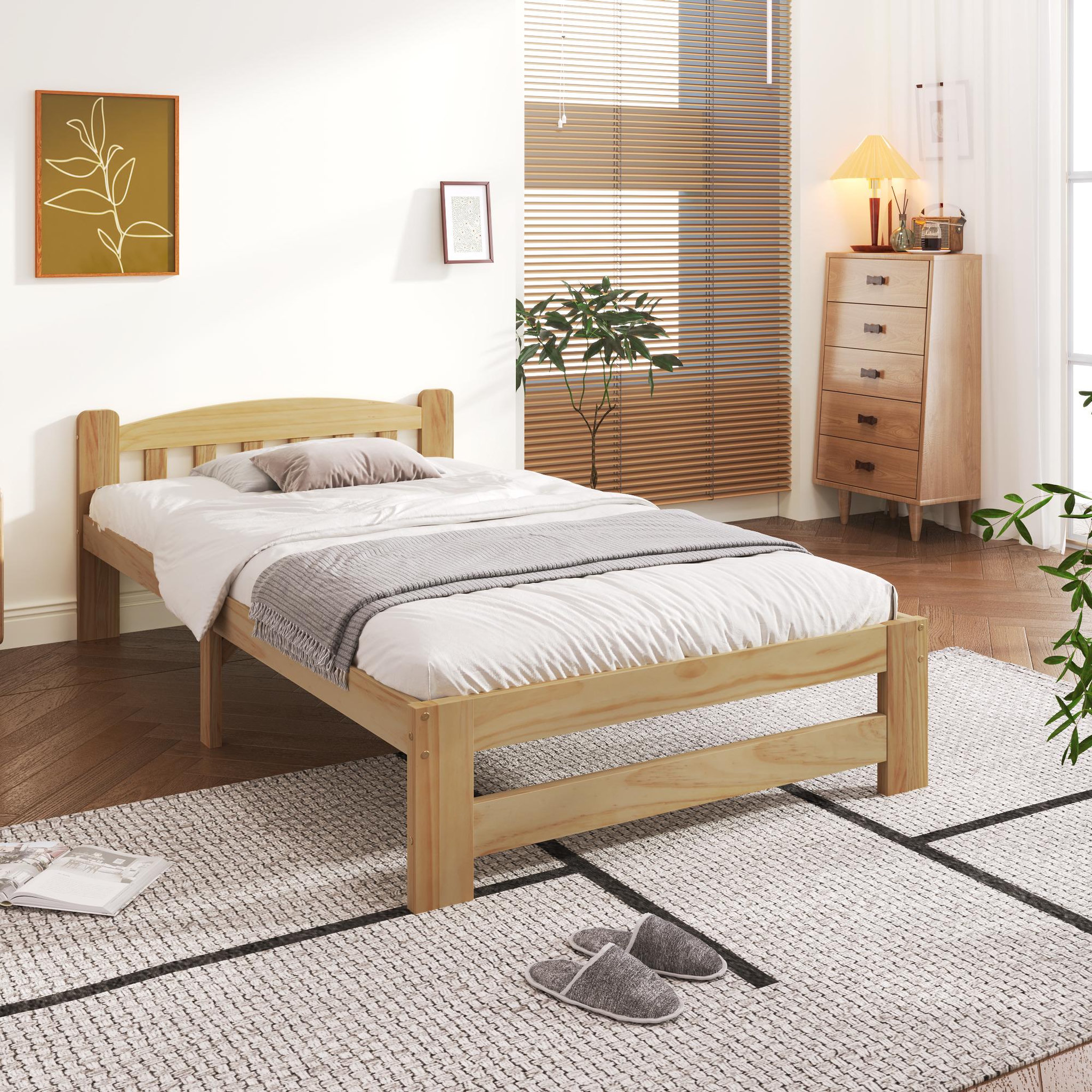Voir la diapositive 4 : MERAX Lit simple 90x200cm bois coloris naturel