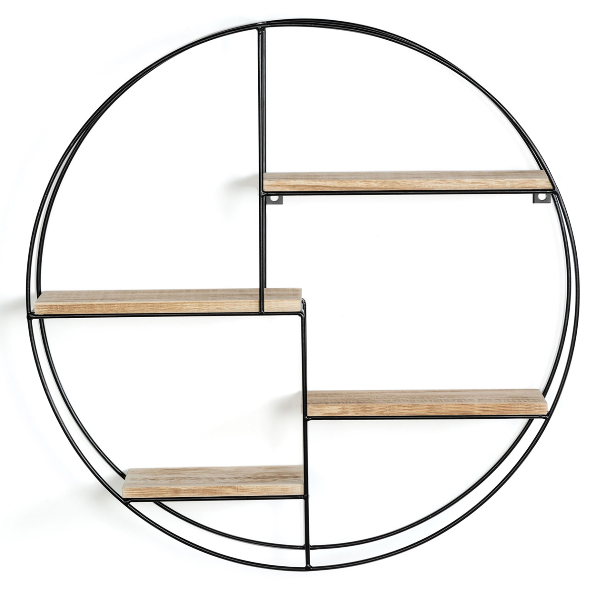 Voir la diapositive 4 : ID MARKET Etagère murale ronde LILY 4 niveaux bois et métal design industriel