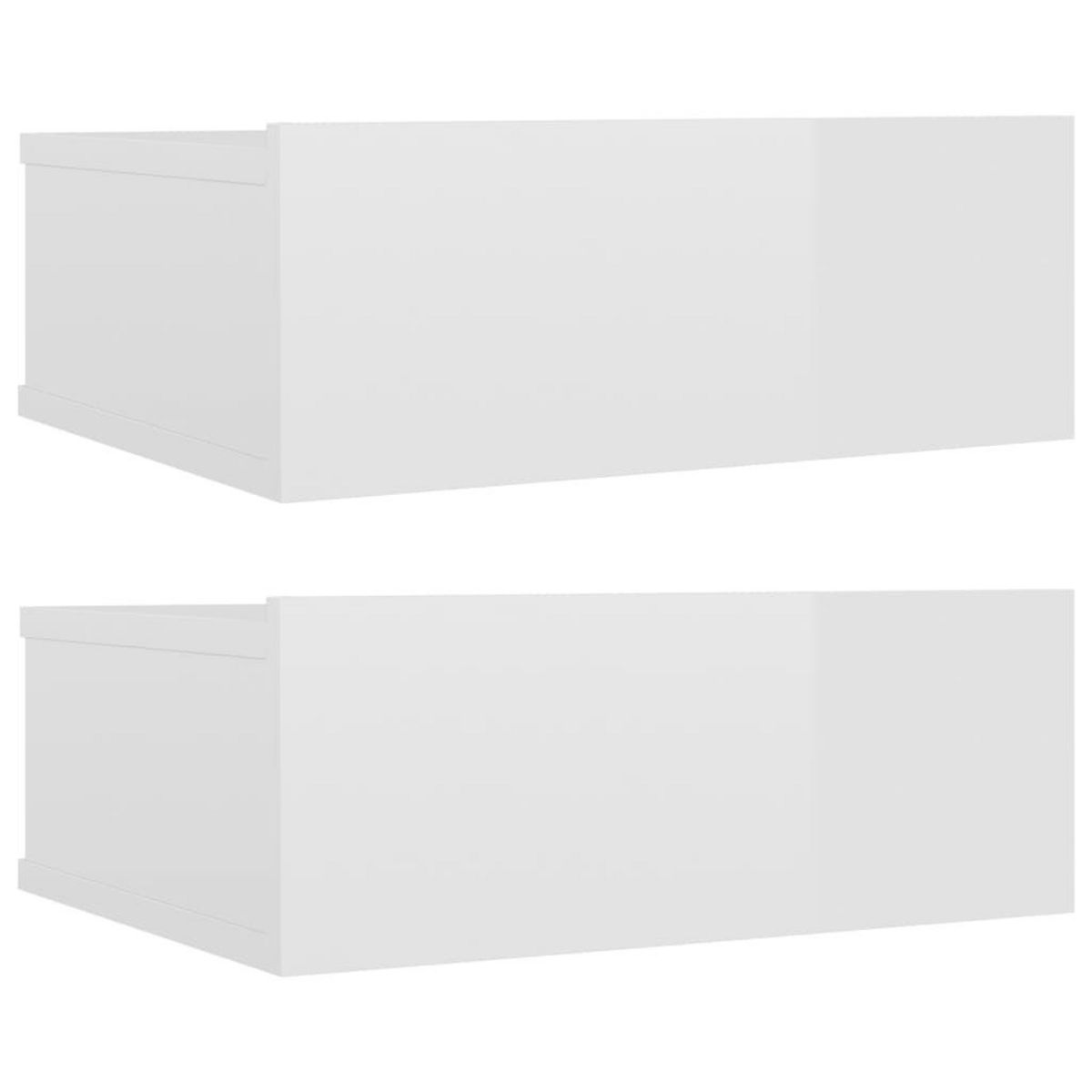 VIDAXL Tables de chevet flottantes 2pcs Blanc brillant Bois ingenierie