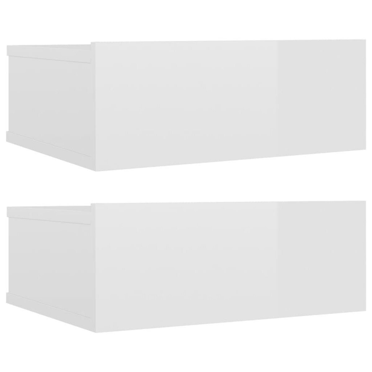 VIDAXL Tables de chevet flottantes 2pcs Blanc brillant Bois ingenierie
