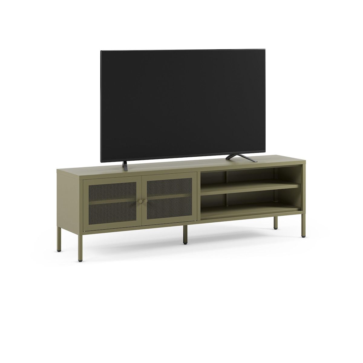 Rendez vous déco Meuble TV en métal vert kaki 2 portes, 160 cm-Latem