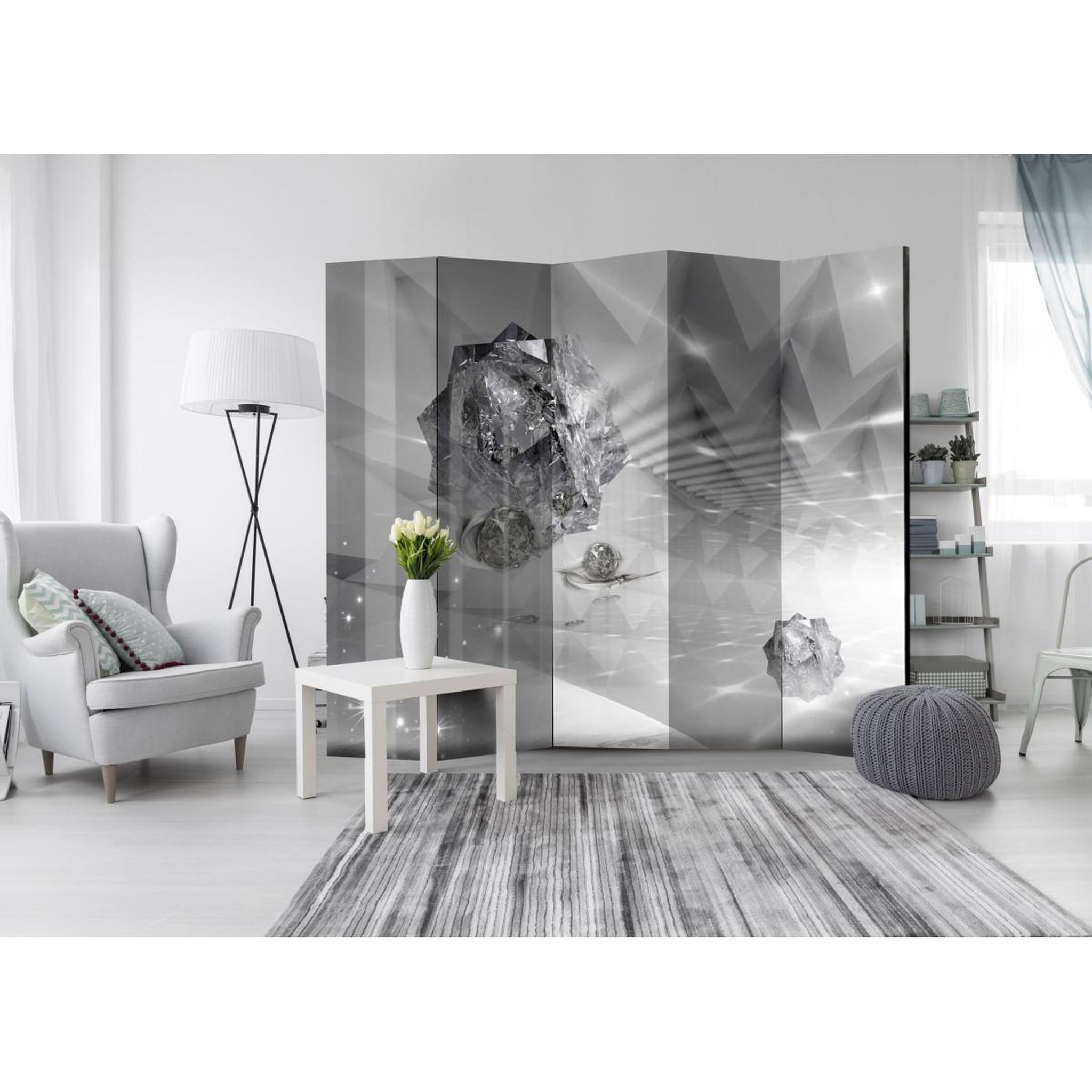 Voir la diapositive 2 : Paris Prix Paravent 5 volets  abstract greyness  172x225cm