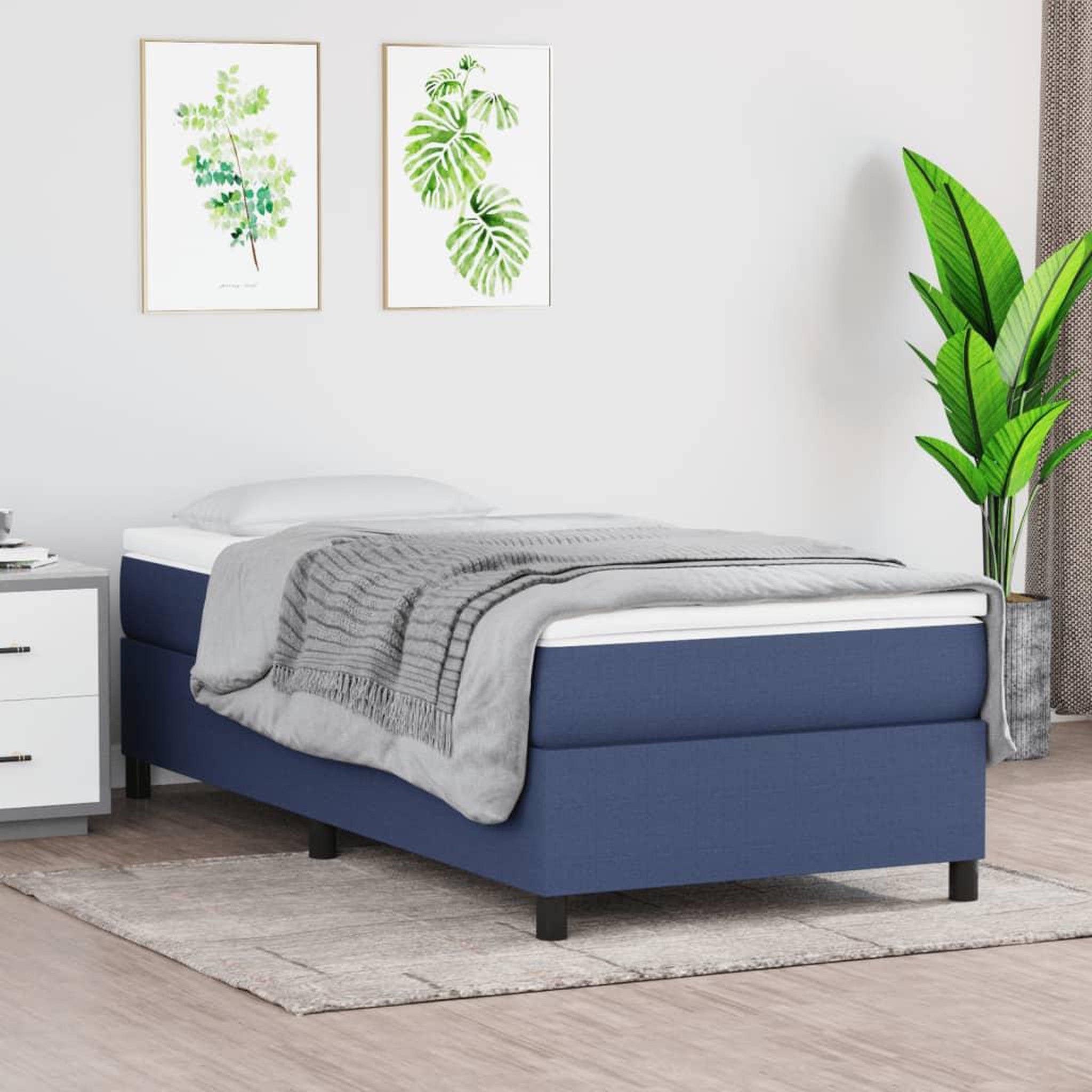 Voir la diapositive 1 : VIDAXL Sommier a lattes de lit avec matelas Bleu 80x200 cm Tissu
