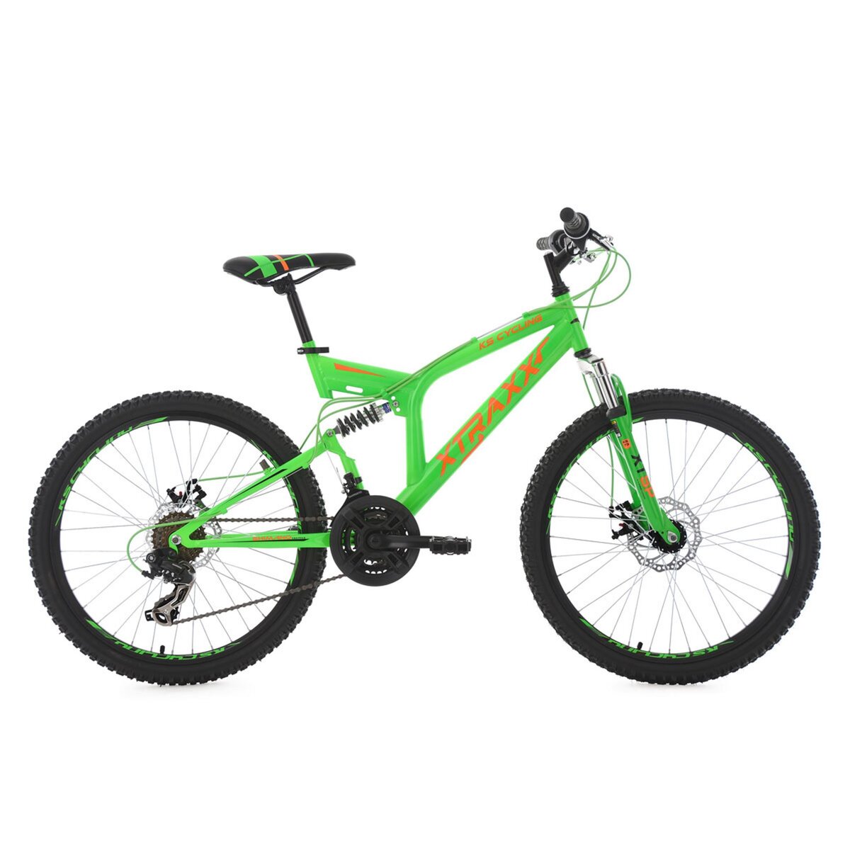 VTT tout suspendu enfant Xtraxx 24 vert orange TC 43 cm