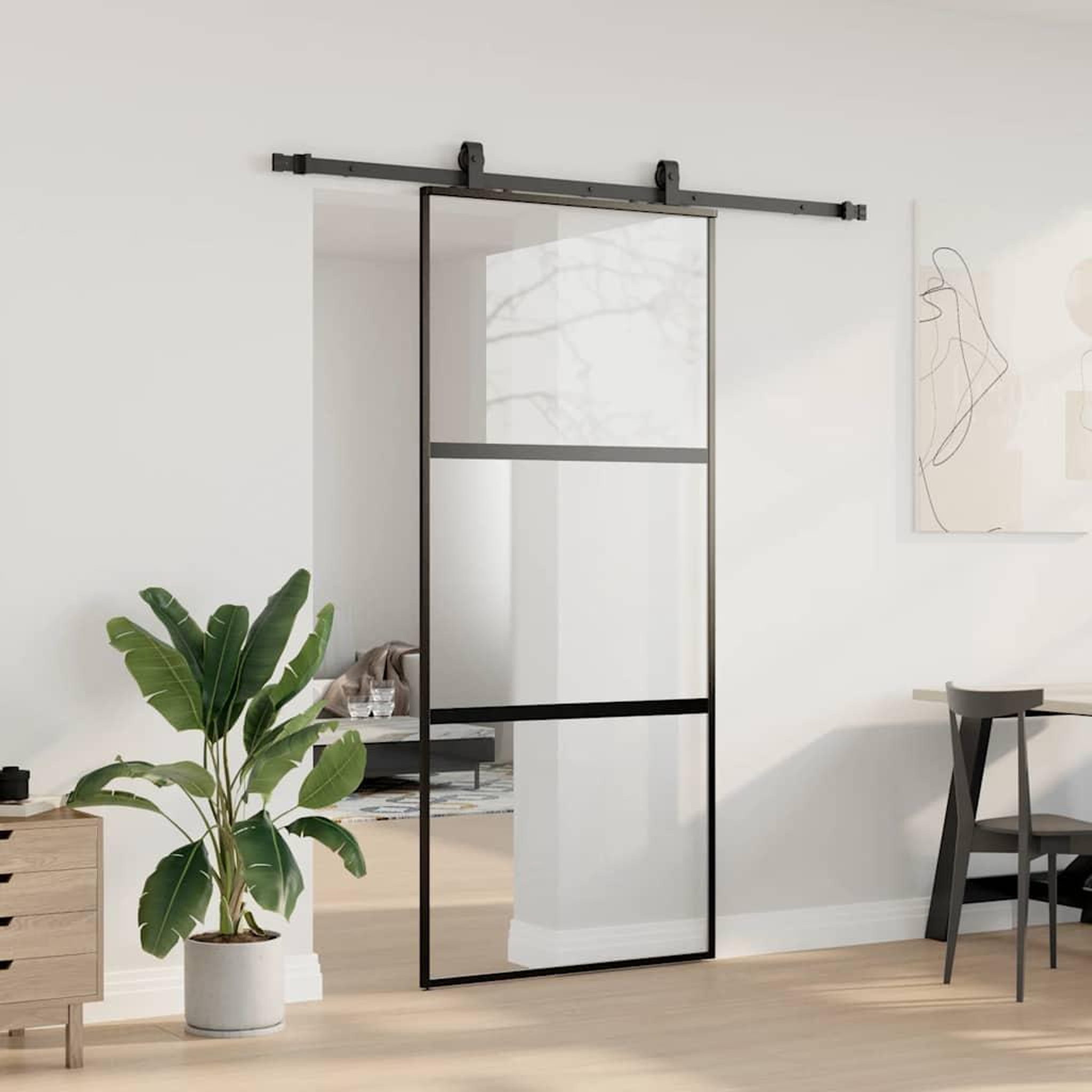 Voir la diapositive 3 : VIDAXL Porte coulissante avec kit de quincaillerie noir 90x205 cm