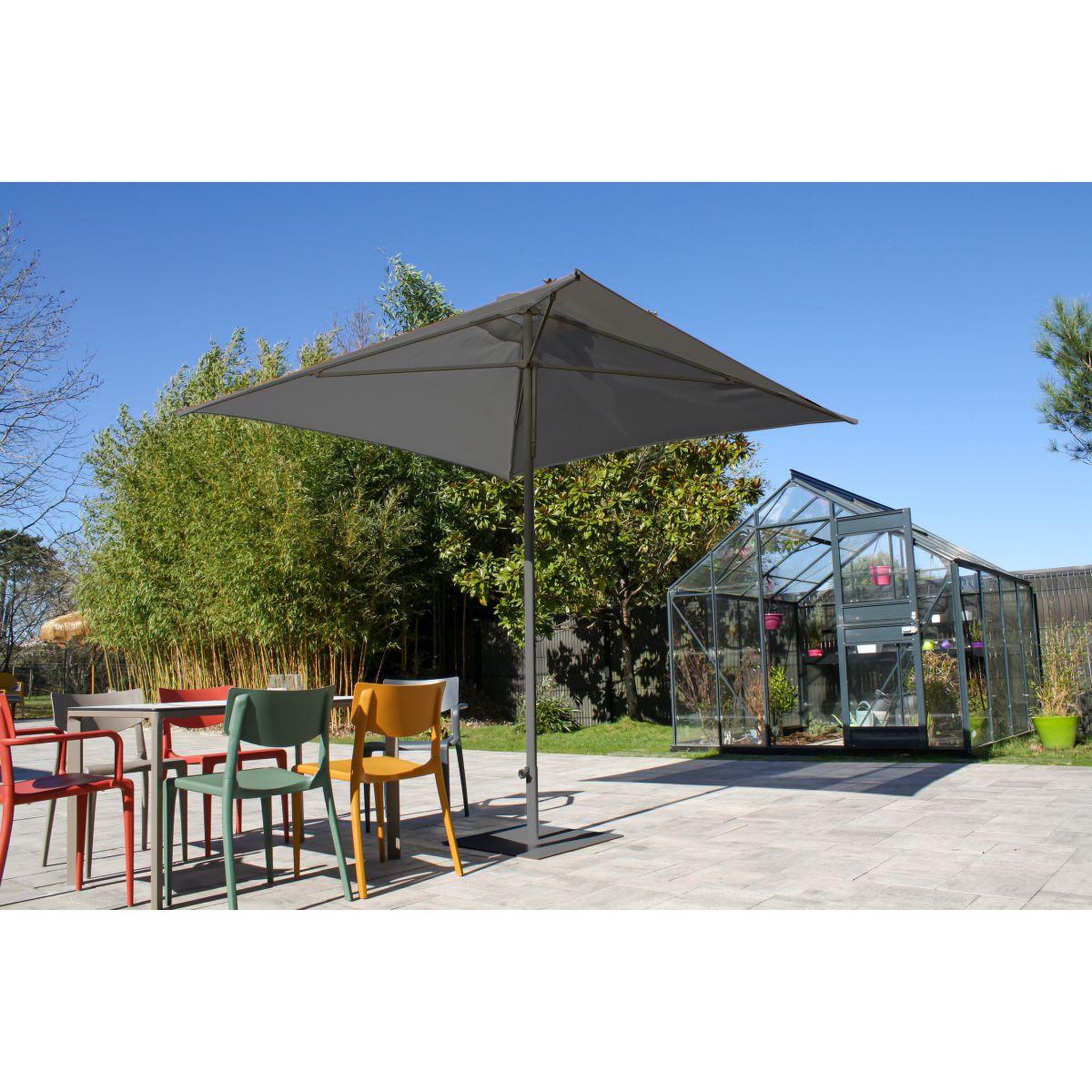 Voir la diapositive 4 : EZPELETA Parasol droit 250x250cm en aluminium gris anthracite EOLO