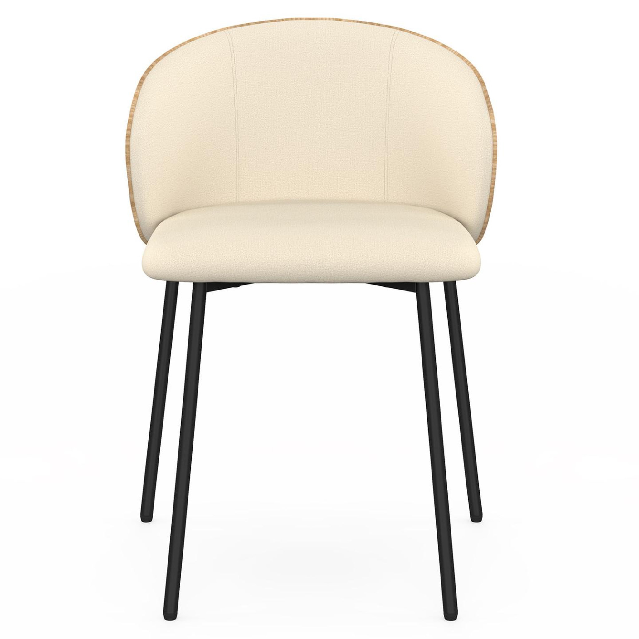 Voir la diapositive 3 : ID MARKET Lot de 4 chaises PENNY en tissu beige et dossier effet bois clair pour salle à manger