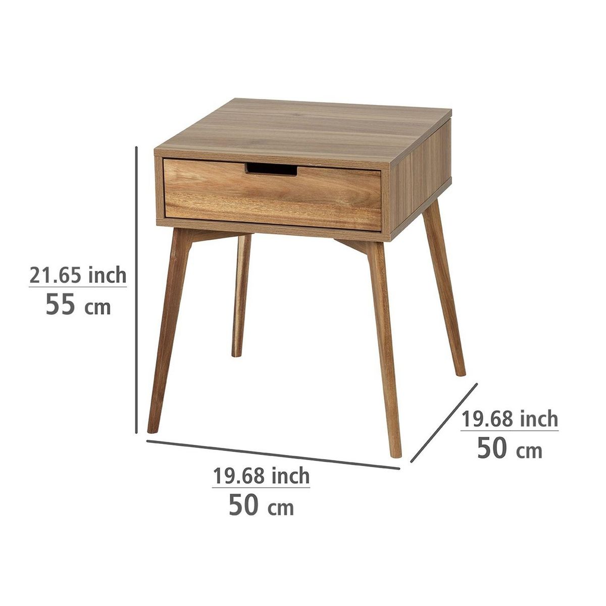 TOILINUX Lot de 2 Tables de chevet Acina, en bois d'Acacias avec 1 tiroir
