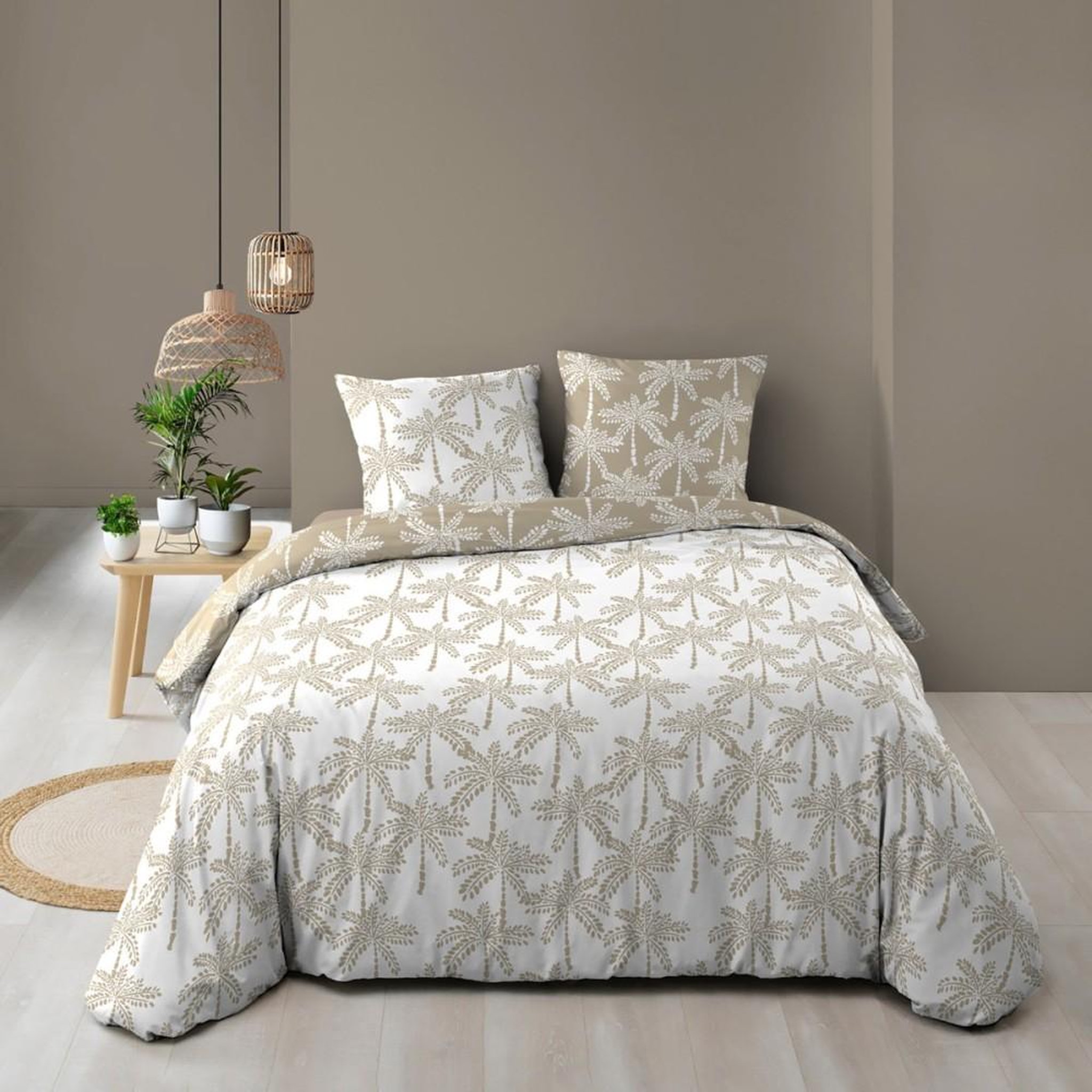 Voir la diapositive 1 : Douceur d'Intérieur Housse de couette 260x240 + 2 taies OLIANA 100% coton 57 fils