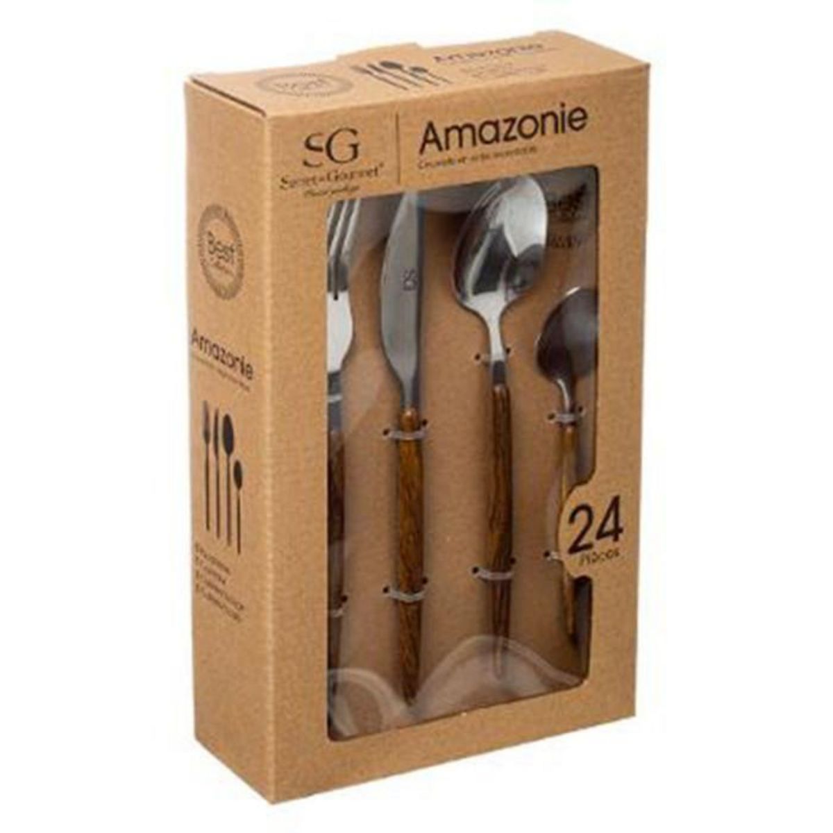 SECRET DE GOURMET Ménagère 24 Pièces  Amazonie  21cm Naturel