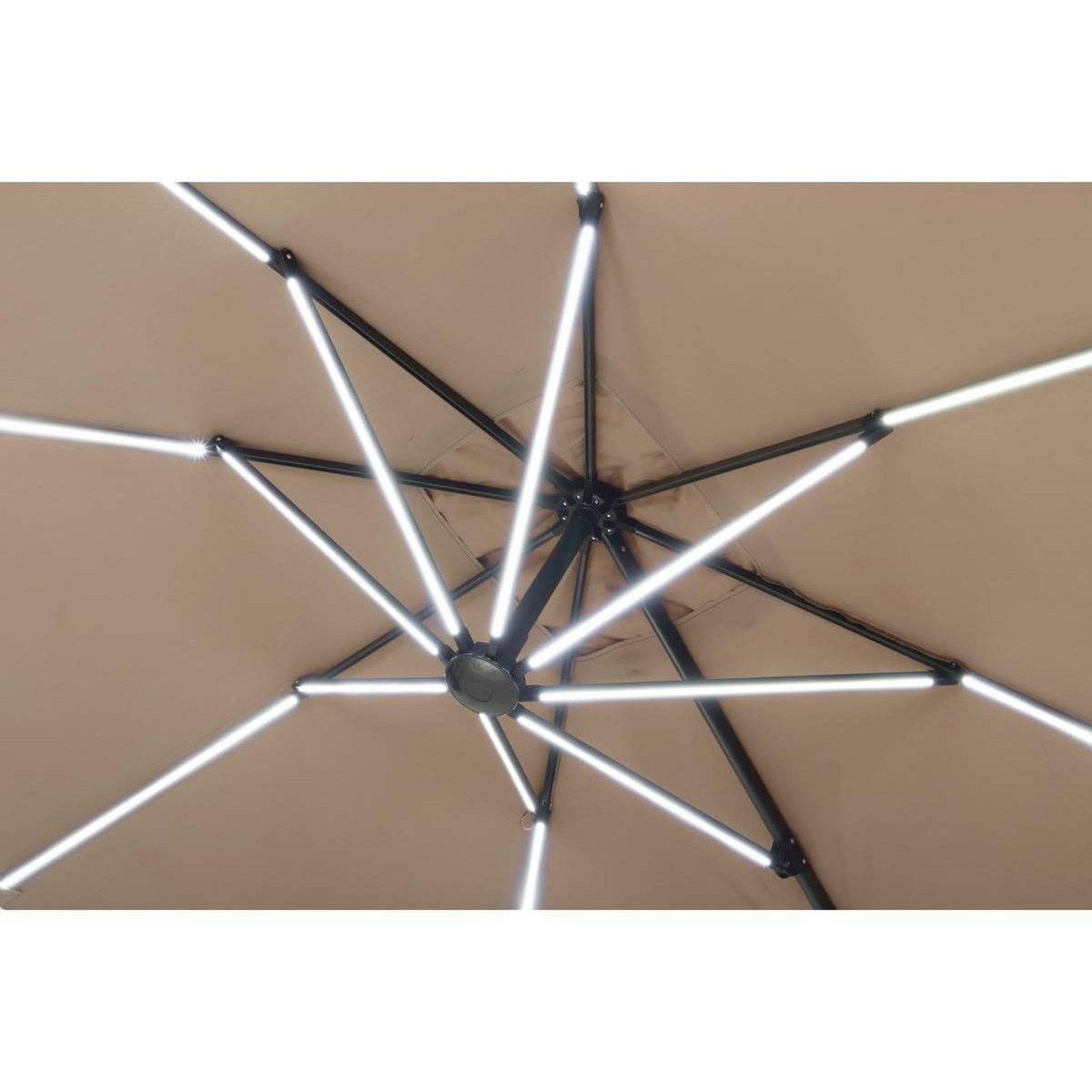 Habitat et Jardin Parasol jardin déporté avec LED  Sun 4 Luxe  - 3 x 4 m - Taupe