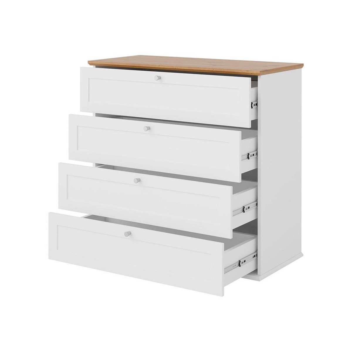 BEST MOBILIER Francesco - commode - effet bois et blanc - 92 cm