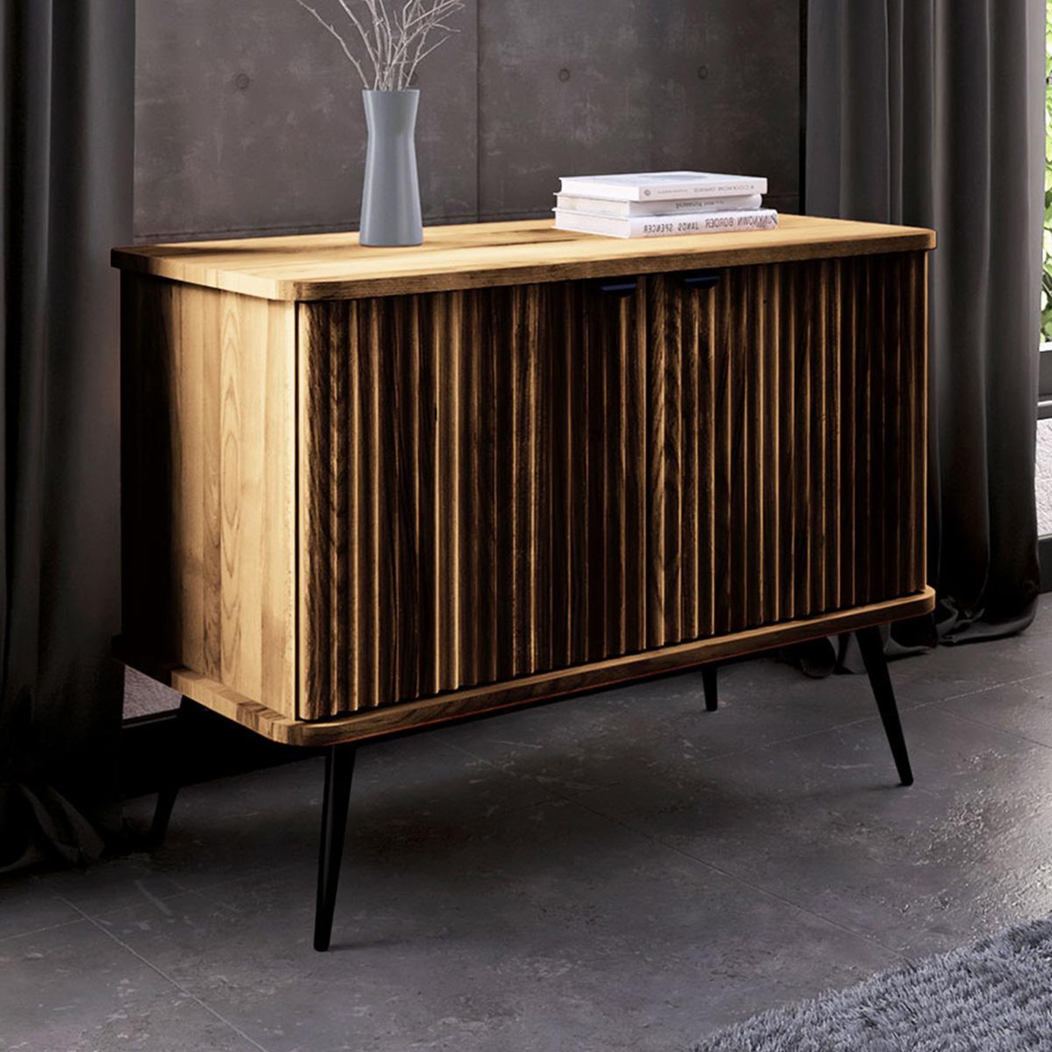 Voir la diapositive 3 : MAISON AUBERTIN Buffet bois hêtre 2 portes amalfi 97x46 cm - Bois foncé