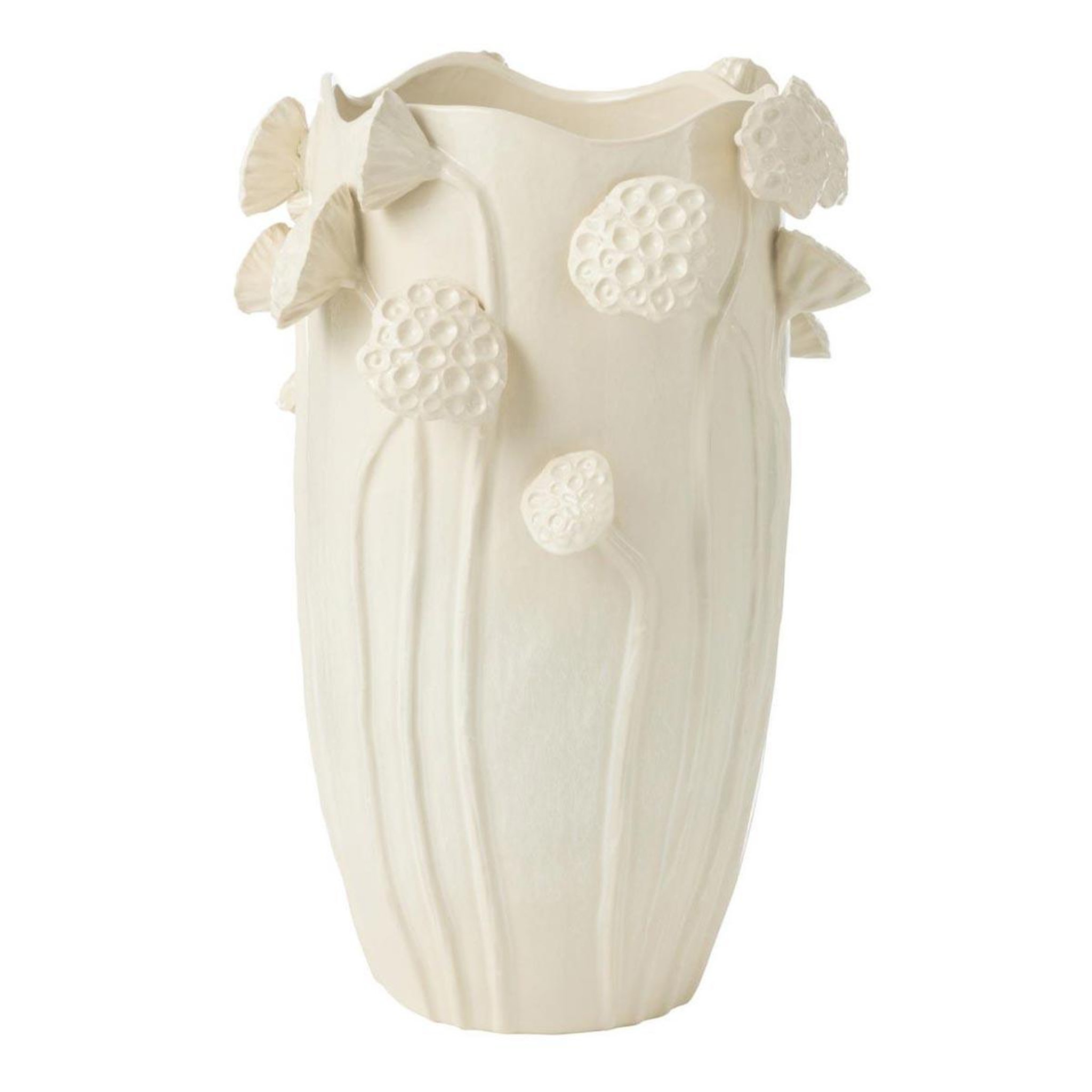 J-LINE Vase déco lotus en argile  botanica  51cm beige