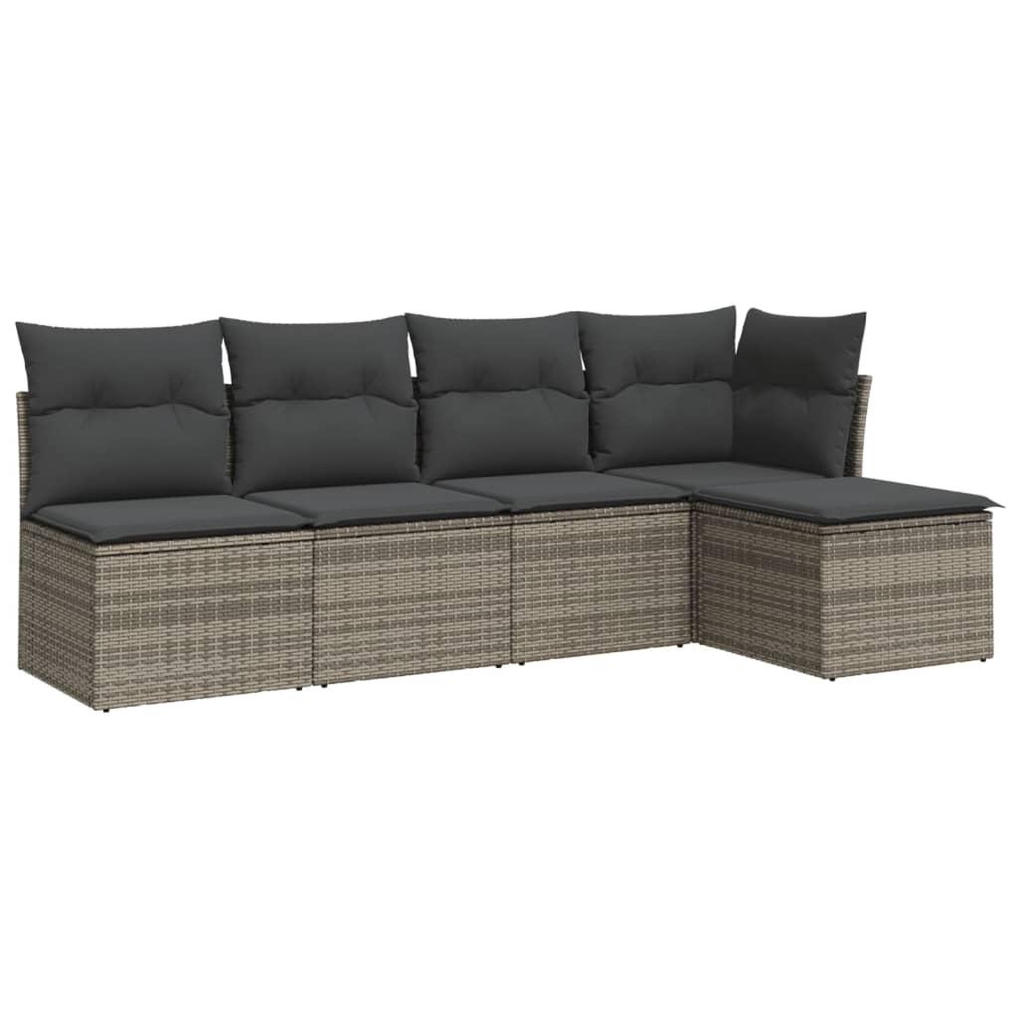 Voir la diapositive 2 : VIDAXL Salon de jardin 5 pcs avec coussins gris resine tressee