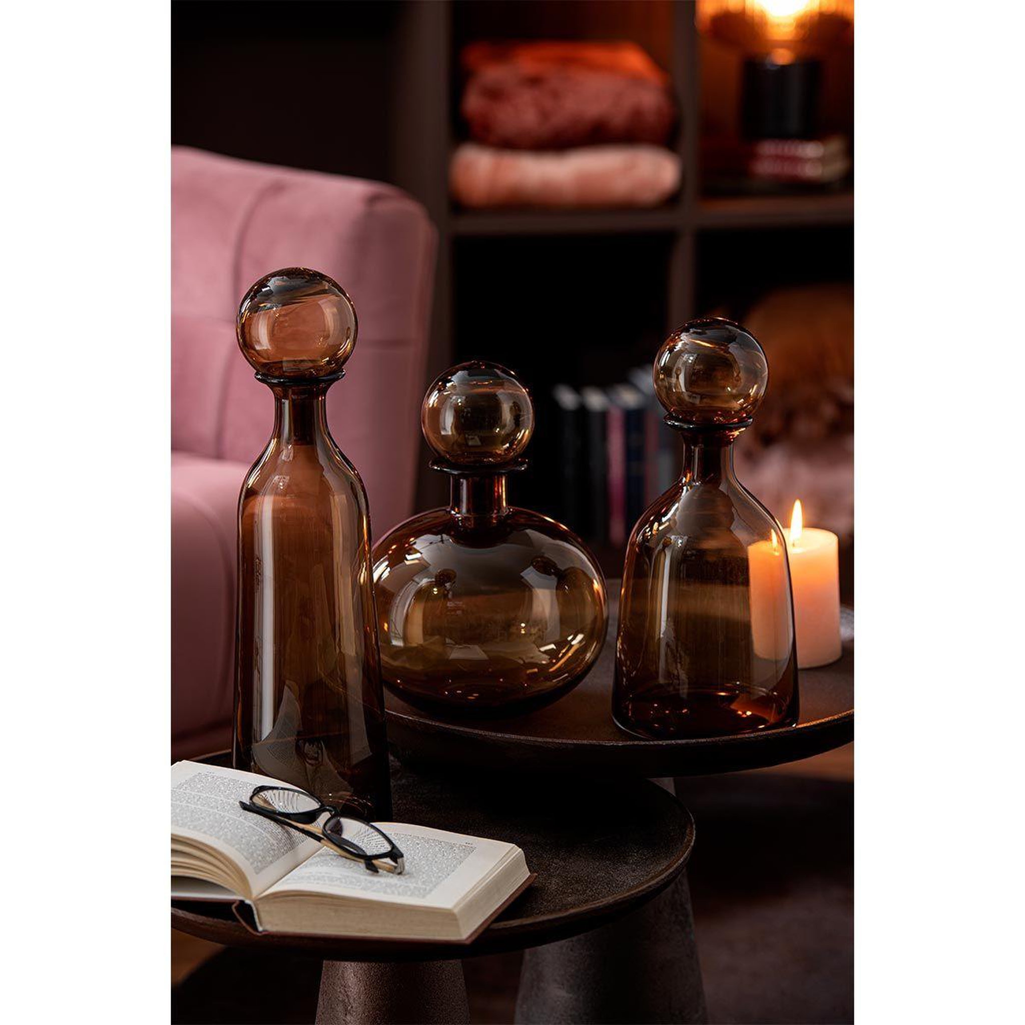Voir la diapositive 4 : J-LINE Bouteille avec bouchon uni  joyce  33cm marron