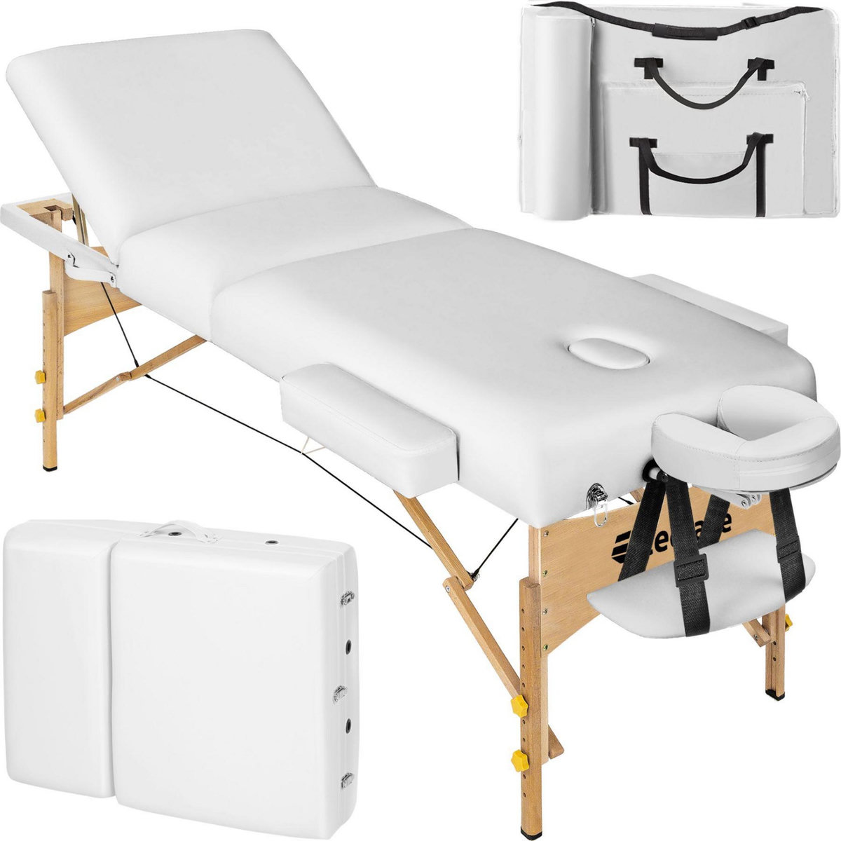 tectake Table de massage Somwang 3 zones avec rembourrage de 7,5cm et châssis en bois