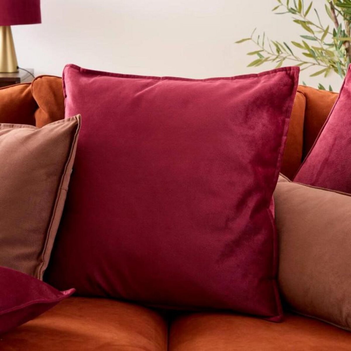ATMOSPHERA Coussin Déco Uni  Lilou  55x55cm Rouge Grenat