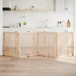 VIDAXL Barriere pour chiens avec porte 4 panneaux bois de peuplier